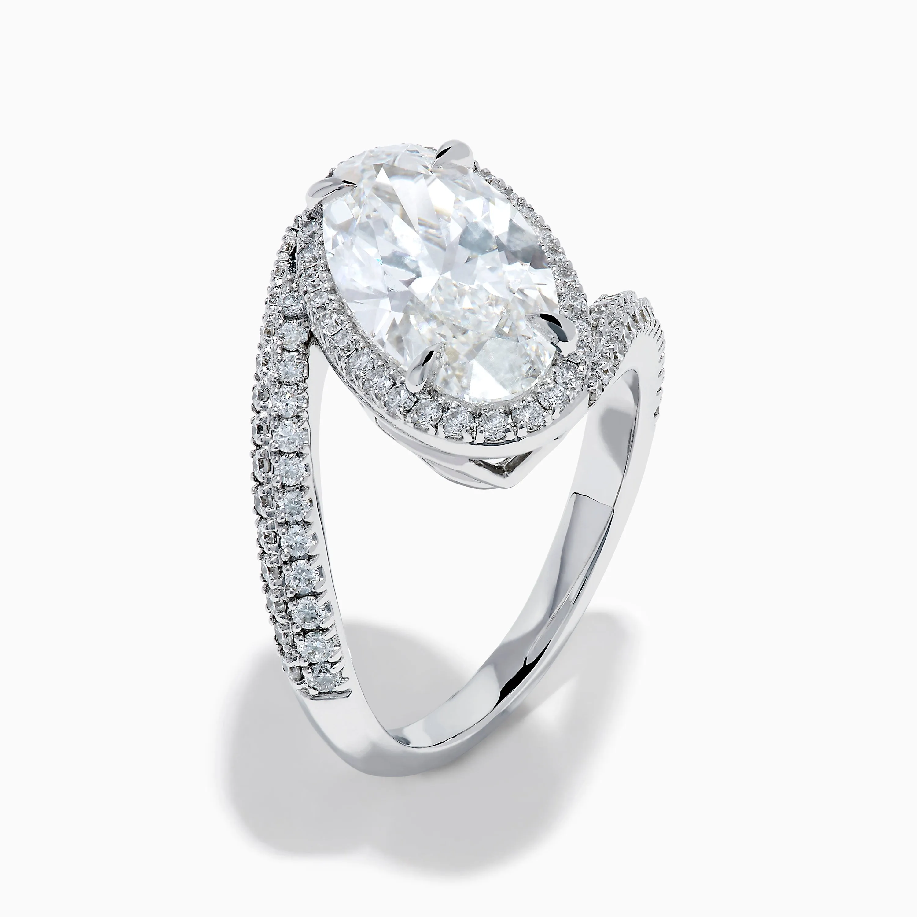 Lab Grown Diamond Elongated Oval Halo Ring in 14K White Gold sold by Effy product image thumbnail 4