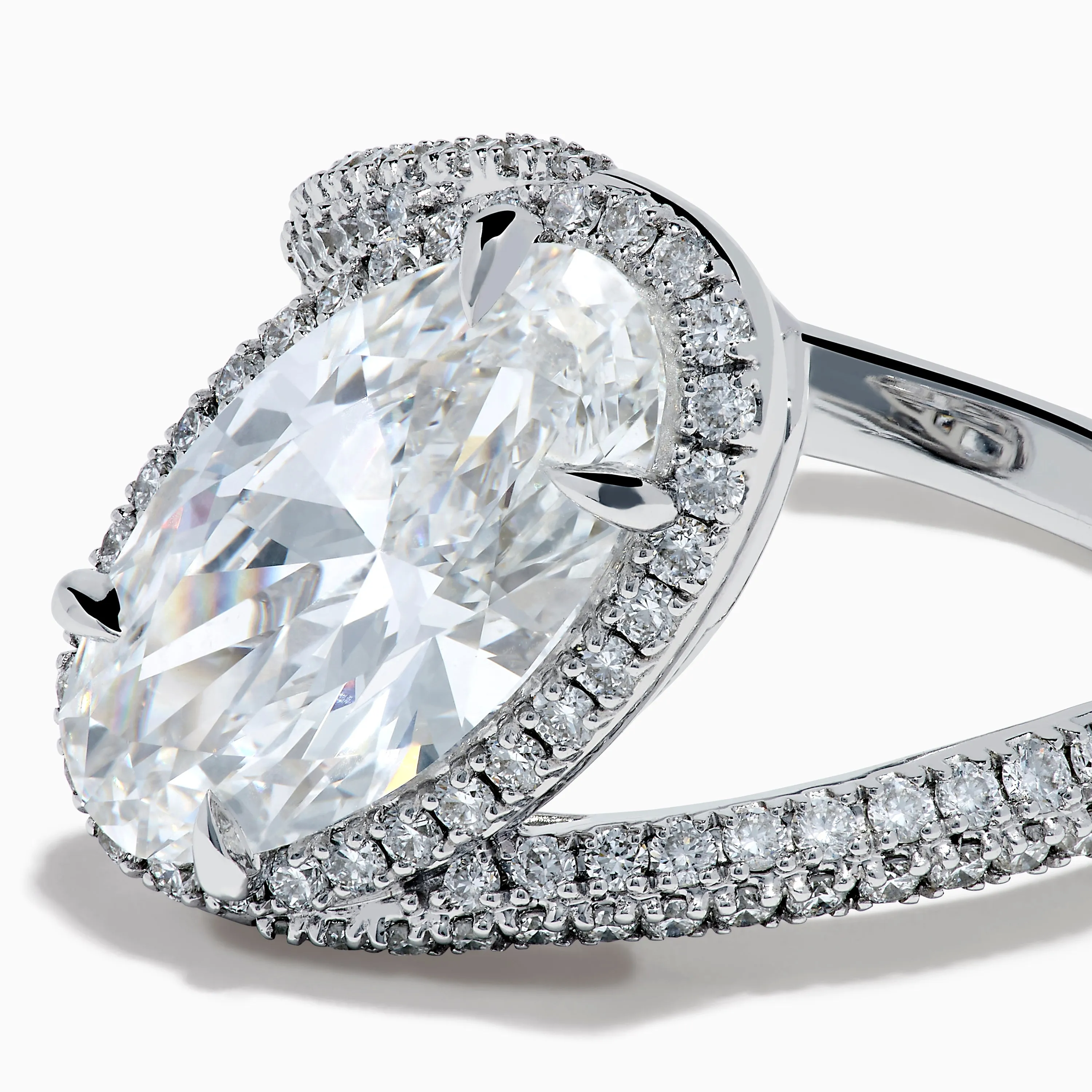 Lab Grown Diamond Elongated Oval Halo Ring in 14K White Gold sold by Effy product image thumbnail 2