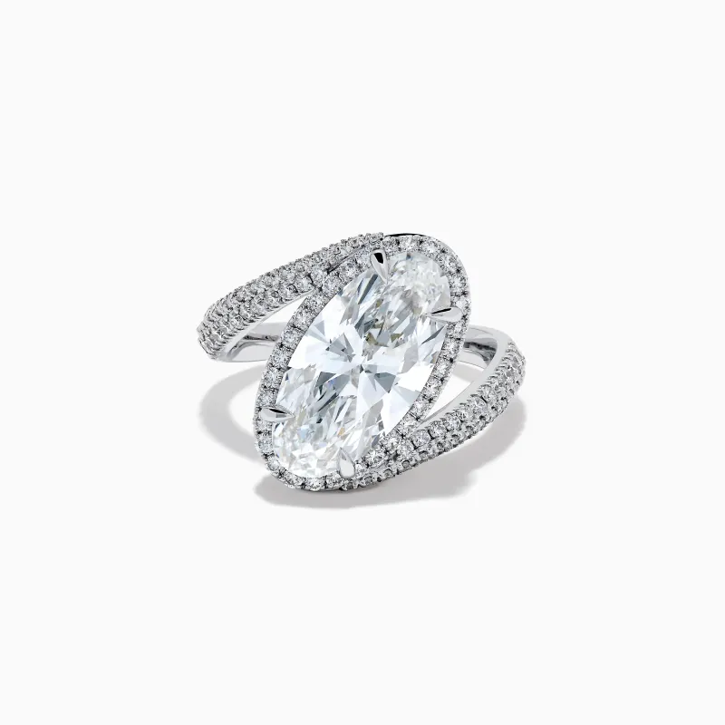 Lab Grown Diamond Elongated Oval Halo Ring in 14K White Gold sold by Effy
