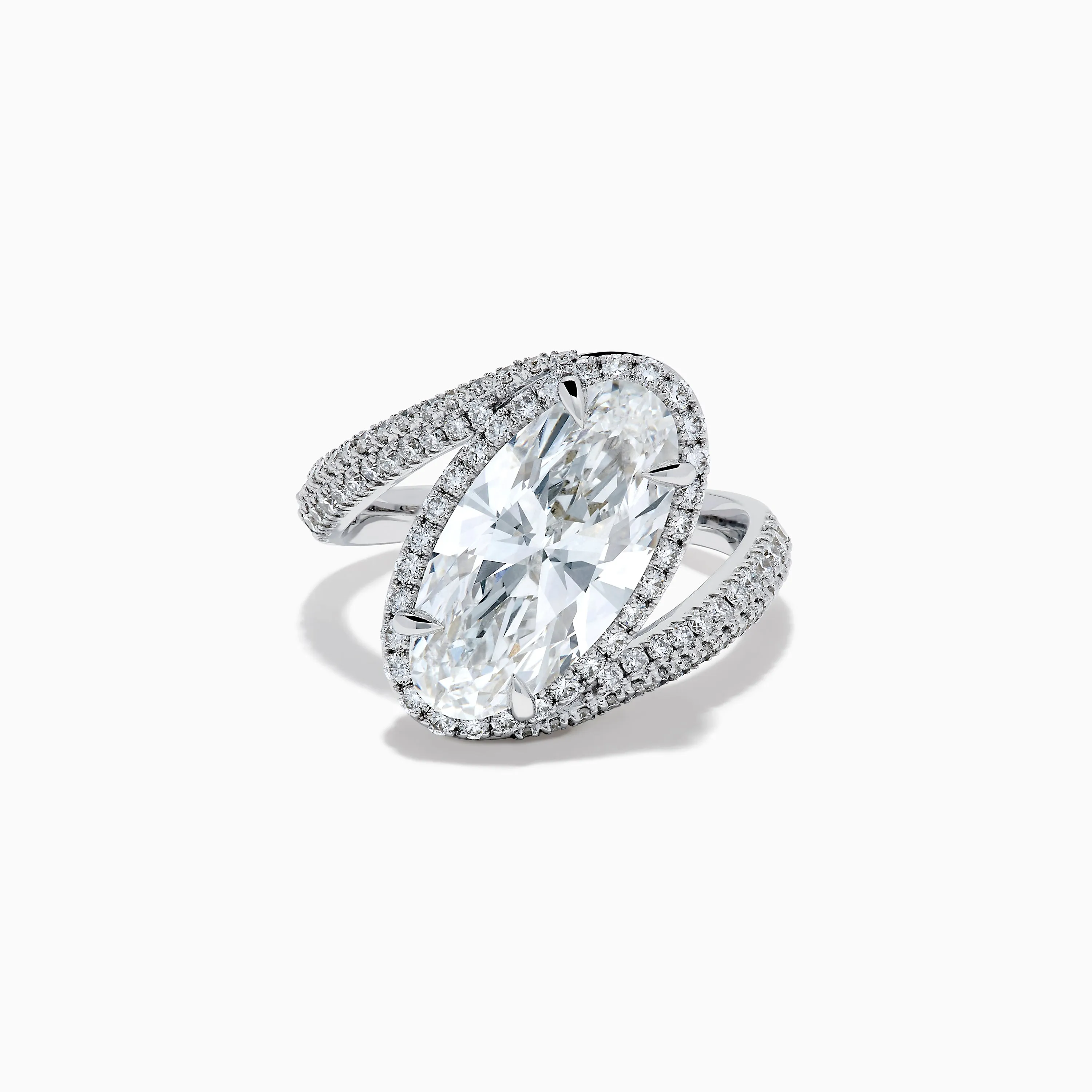Lab Grown Diamond Elongated Oval Halo Ring in 14K White Gold sold by Effy