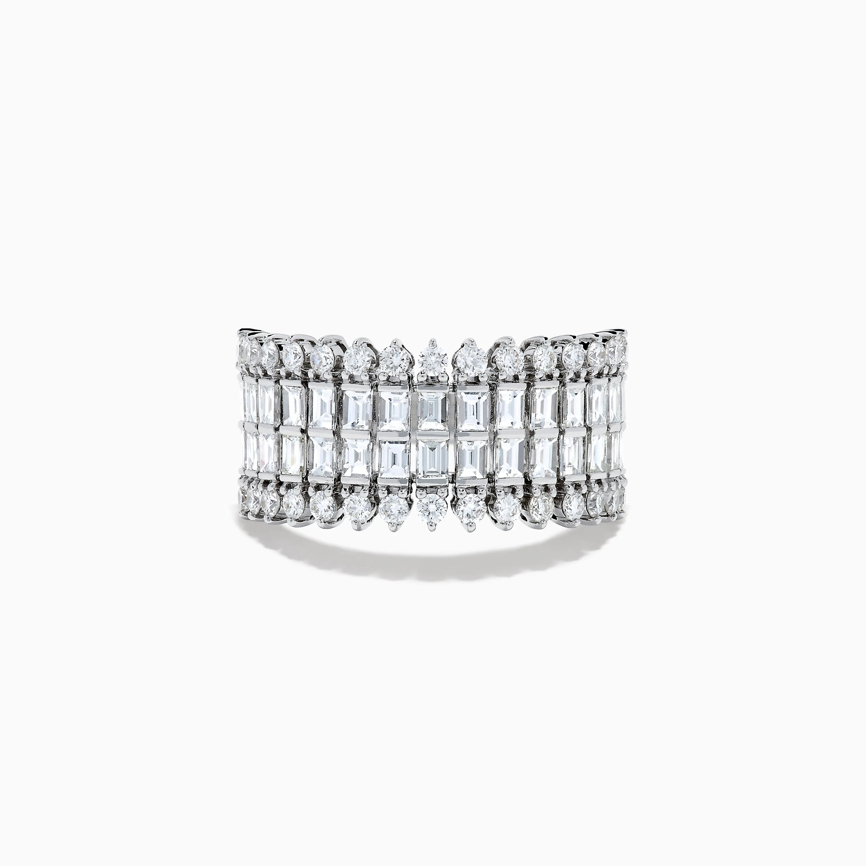 14K White Gold Baguette and Round Diamond Statement Ring sold by Effy