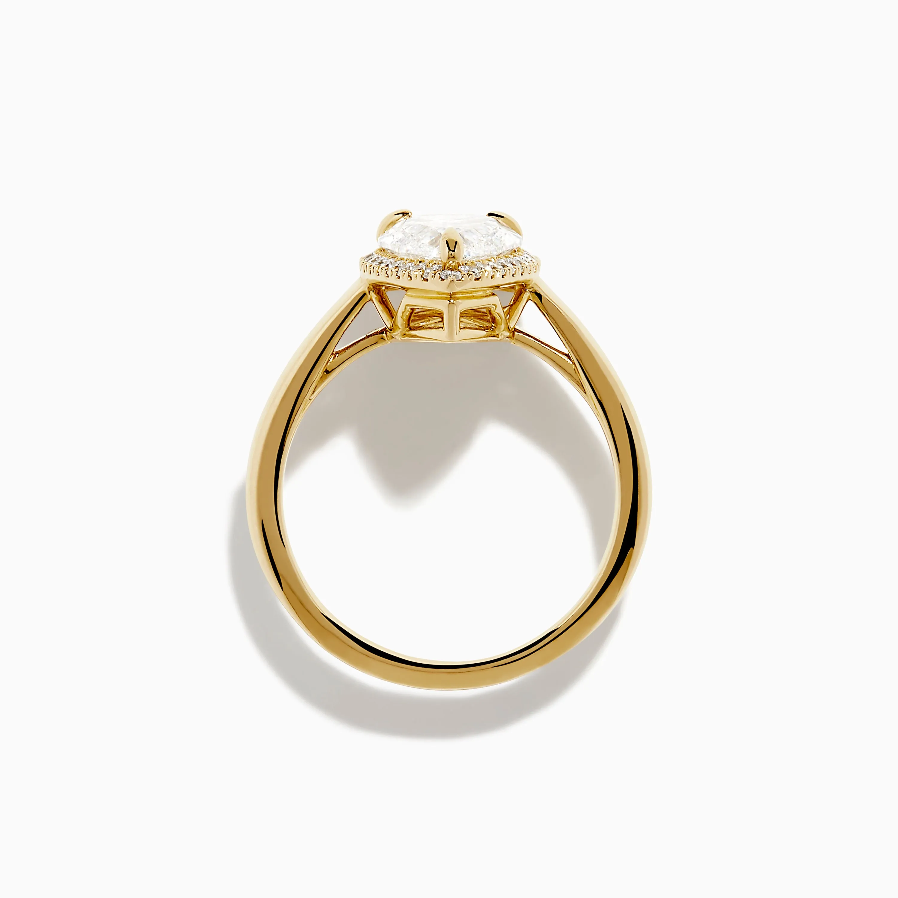 Lab Grown Elongated Pear Shaped Diamond Halo Ring in 14K Yellow Gold sold by Effy product image thumbnail 3
