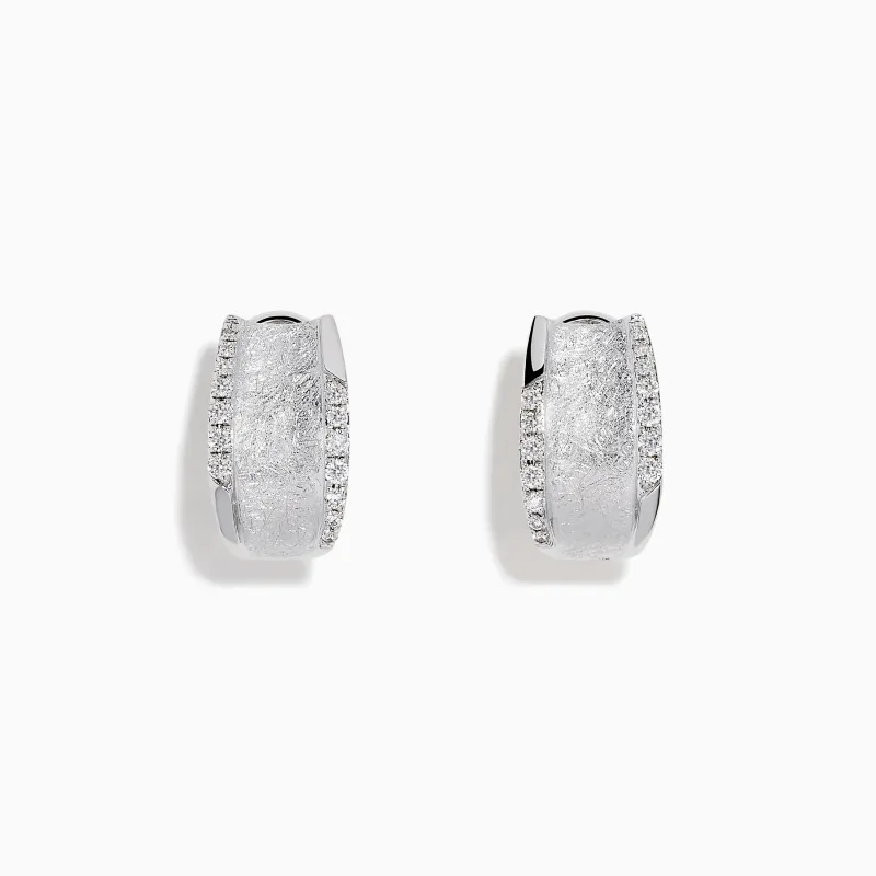 925 Sterling Silver Diamond Accented Huggie Earrings sold by Effy