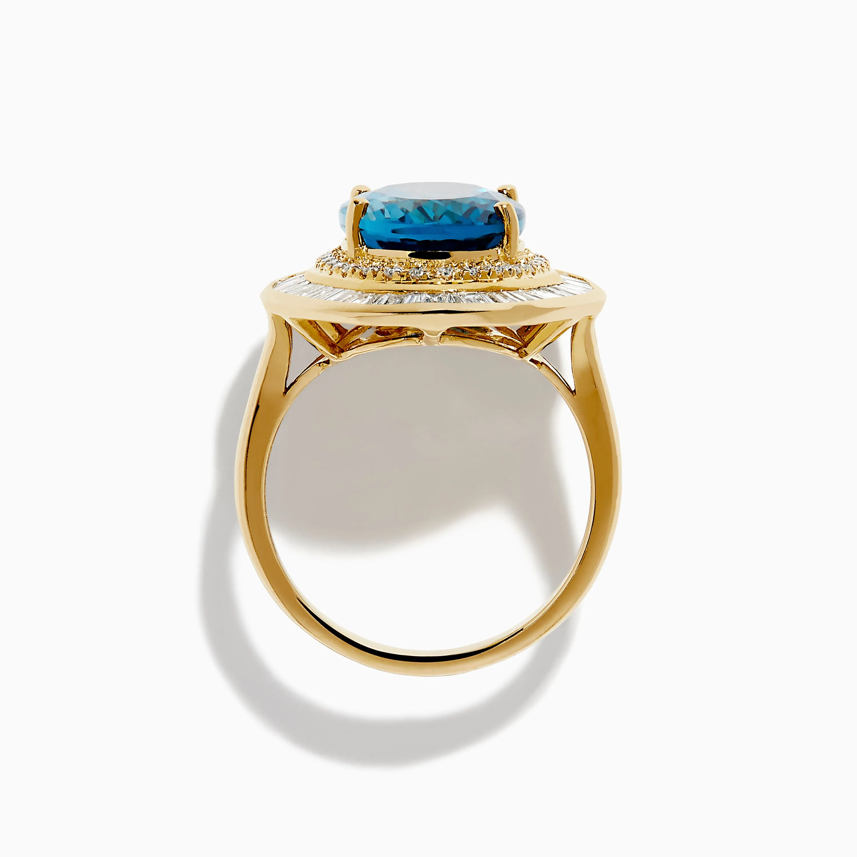 14K Yellow Gold Blue Topaz and Diamond Double Halo Ring sold by Effy product image thumbnail 3