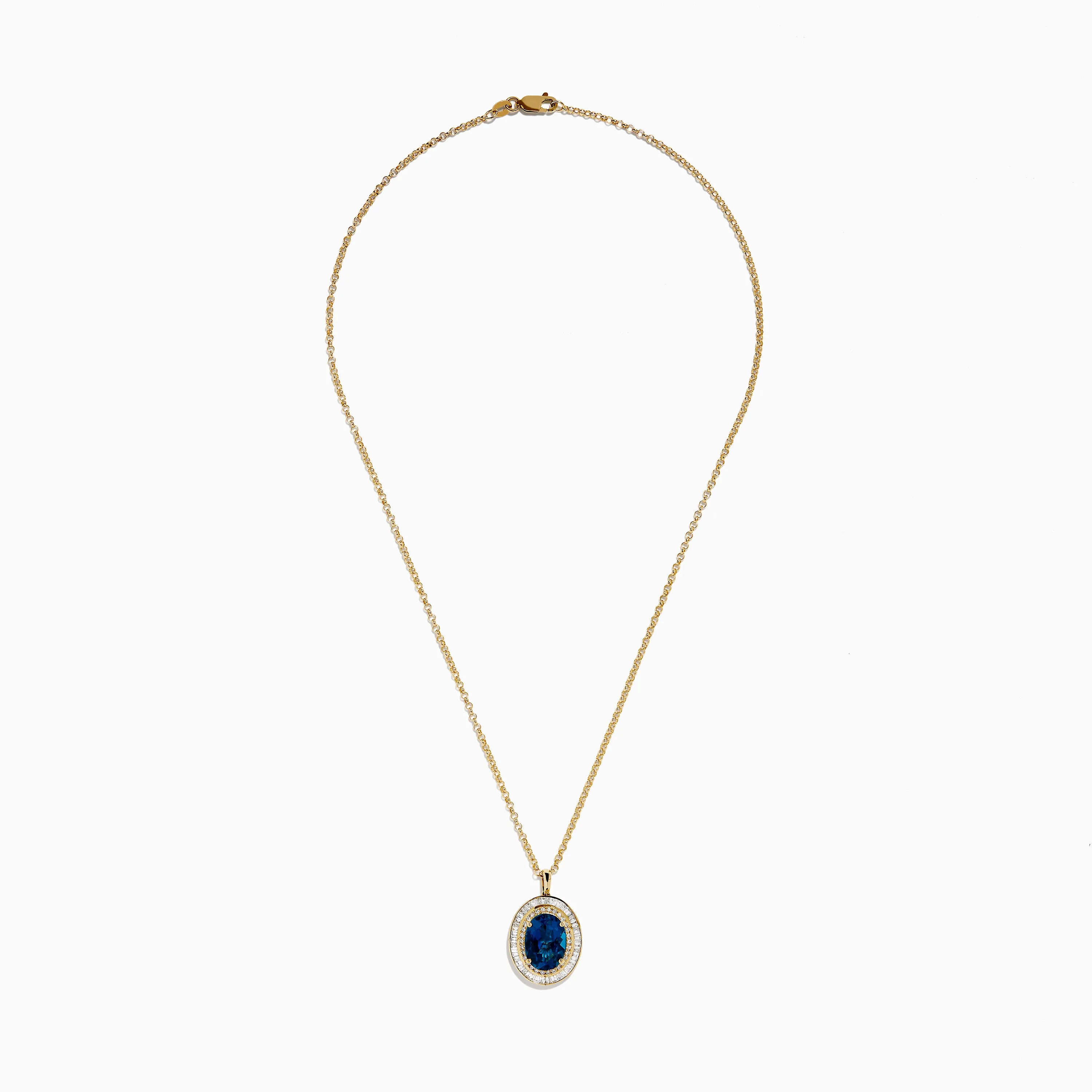 14K Yellow Gold Blue Topaz and Diamond Double Halo Pendant sold by Effy product image thumbnail 3