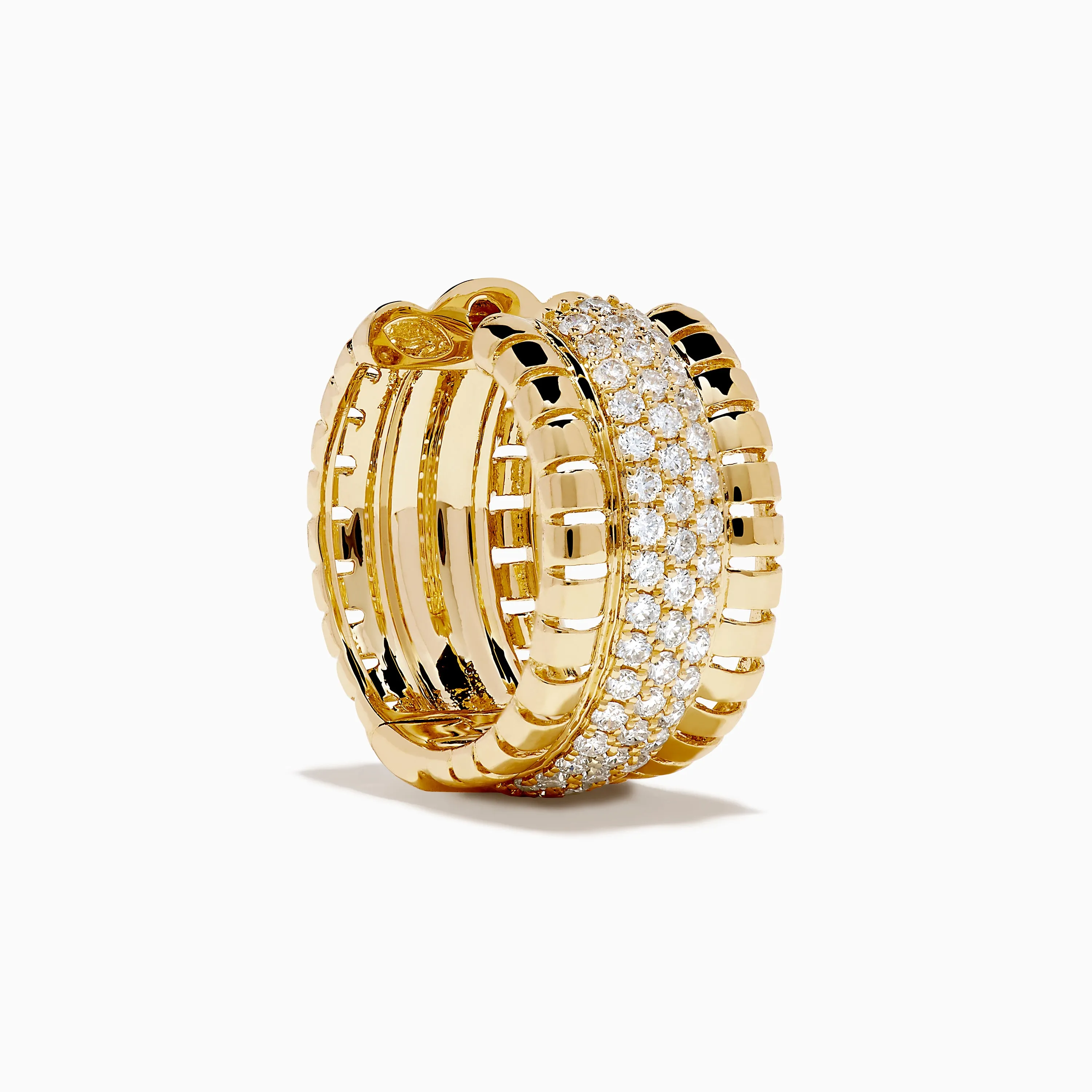 D'Oro 14K Yellow Gold Pave Diamond Chunky Huggie Earrings sold by Effy product image thumbnail 3