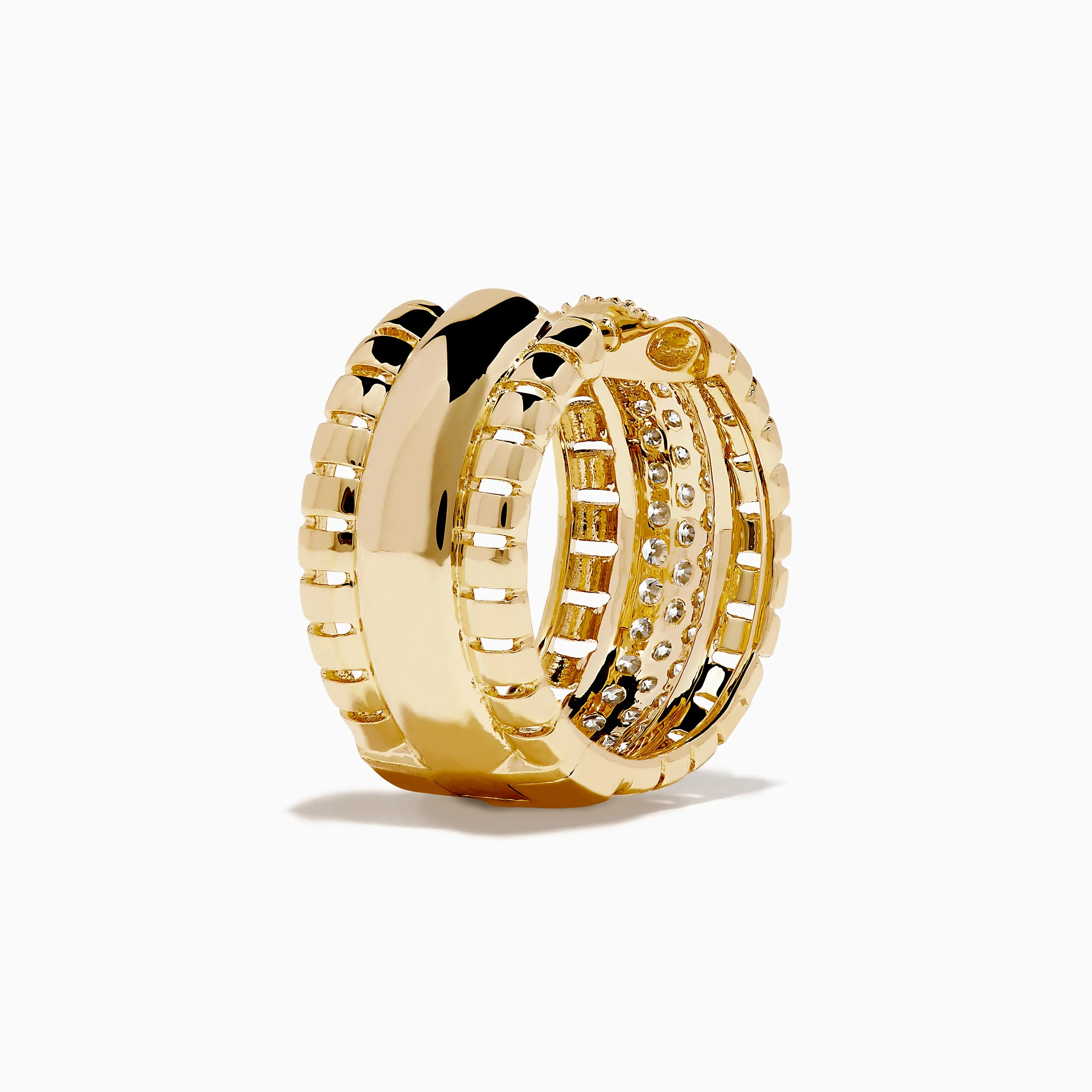 D'Oro 14K Yellow Gold Pave Diamond Chunky Huggie Earrings sold by Effy product image thumbnail 4