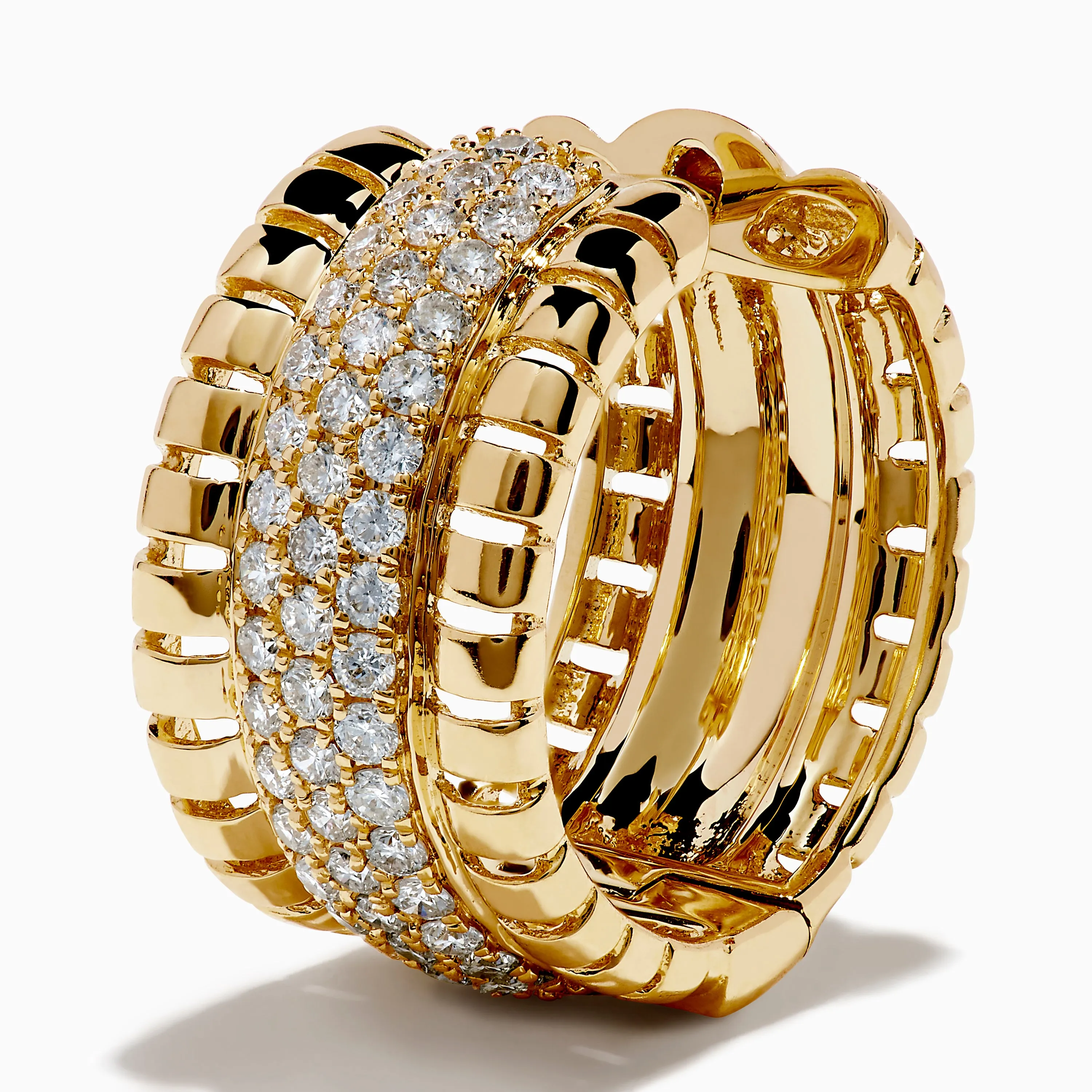 D'Oro 14K Yellow Gold Pave Diamond Chunky Huggie Earrings sold by Effy product image thumbnail 2