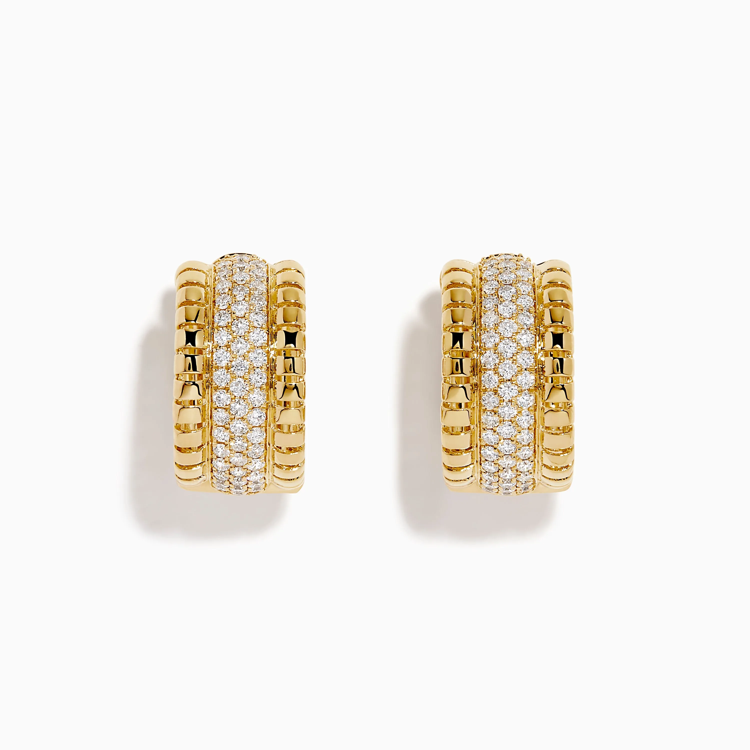D'Oro 14K Yellow Gold Pave Diamond Chunky Huggie Earrings sold by Effy