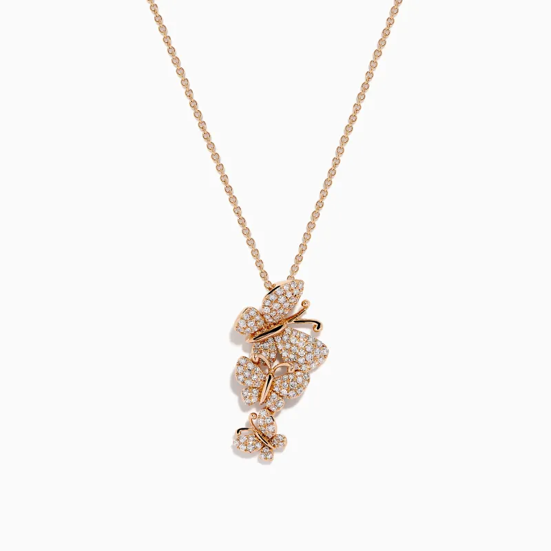 Pave Rose 14K Rose Gold Diamond Multi Butterfly Pendant sold by Effy
