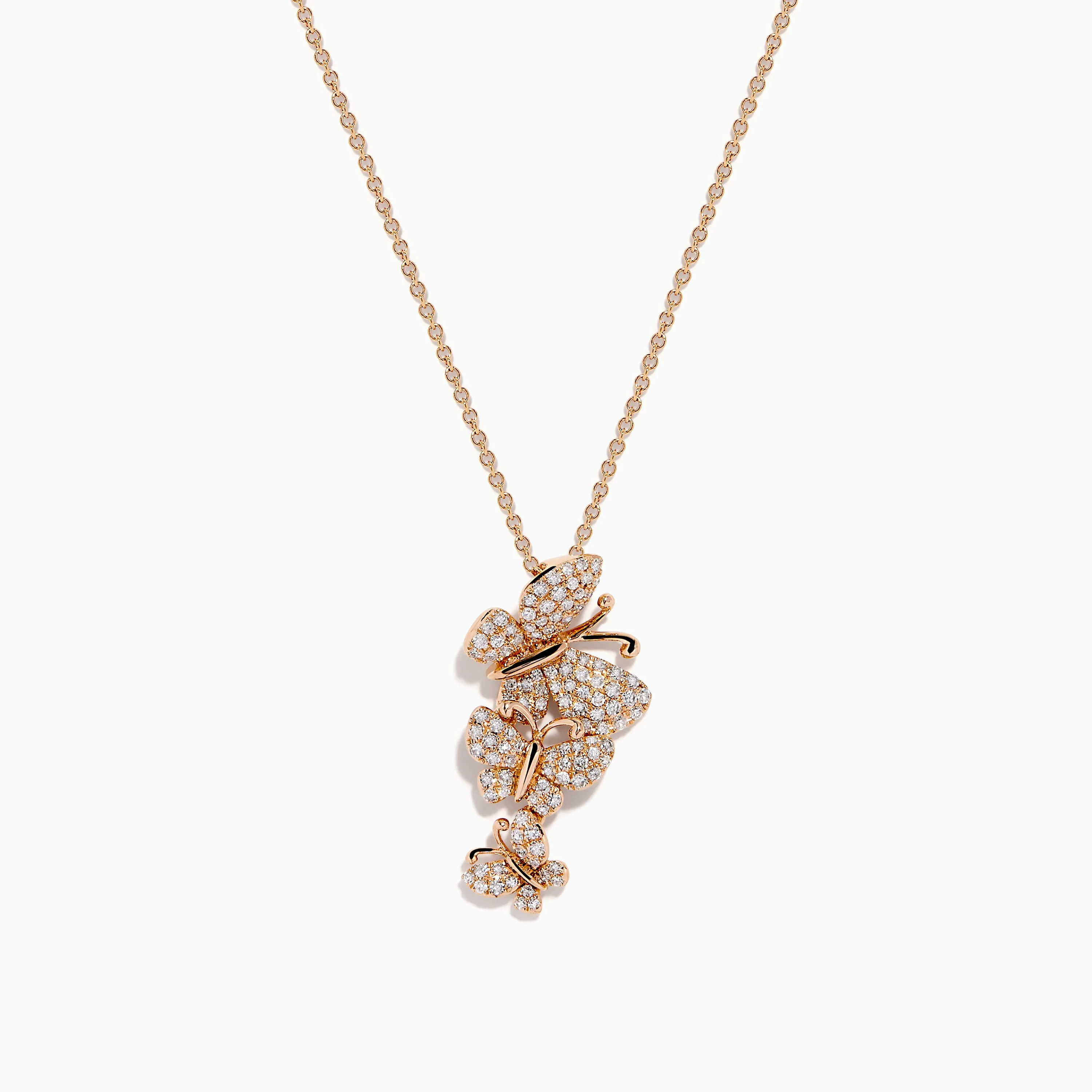 Pave Rose 14K Rose Gold Diamond Multi Butterfly Pendant sold by Effy