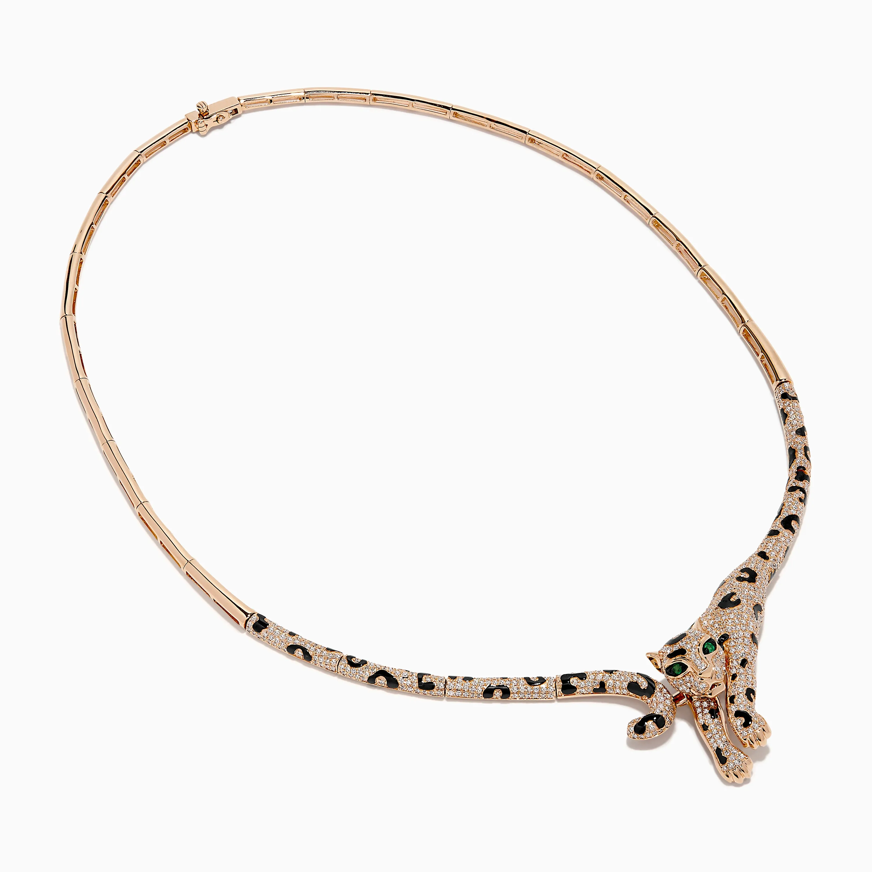Signature 14K Rose Gold Diamond and Emerald Panther Necklace sold by Effy product image thumbnail 2