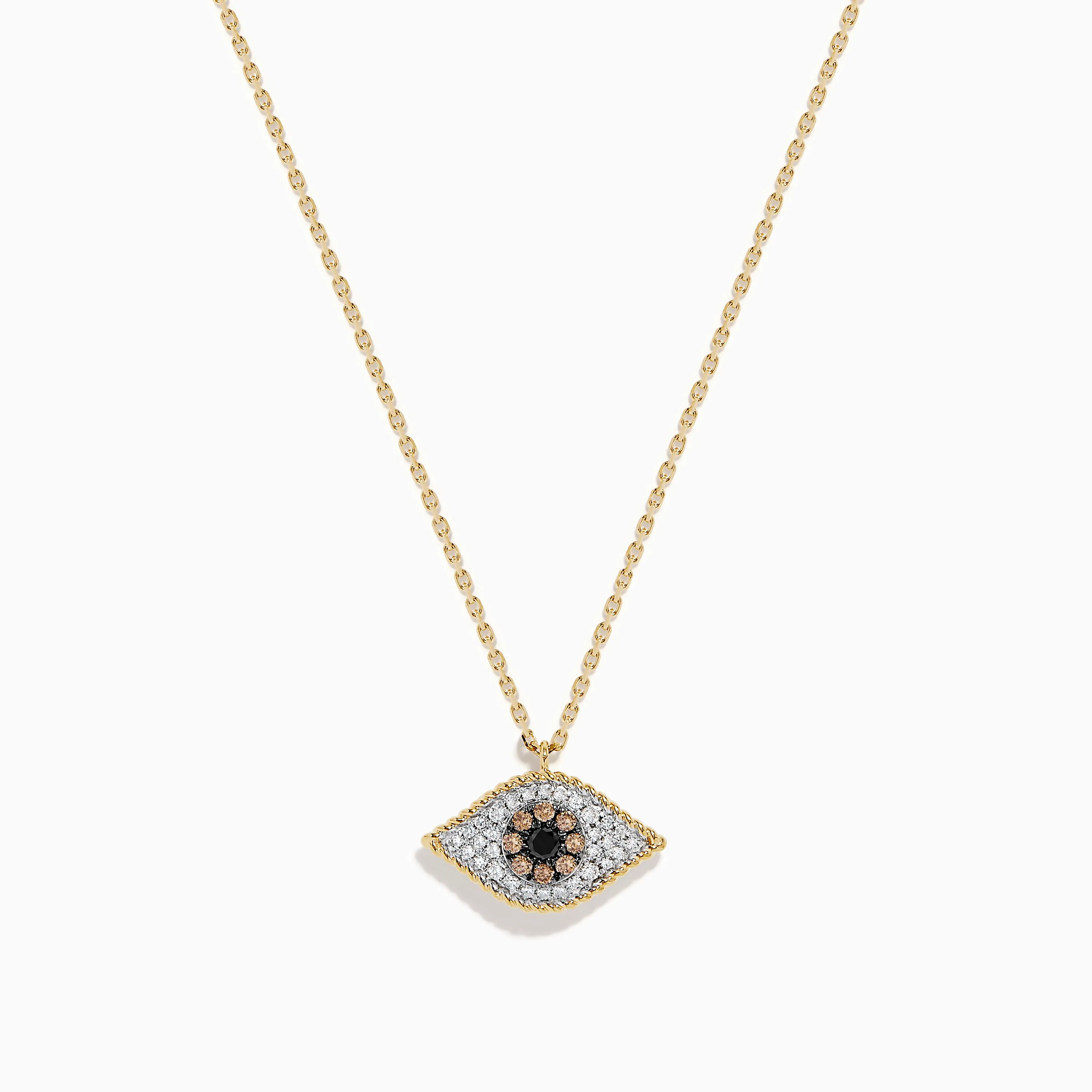 Espresso 14K Yellow Gold Diamond, Black and White Diamond Evil Eye Pendant sold by Effy
