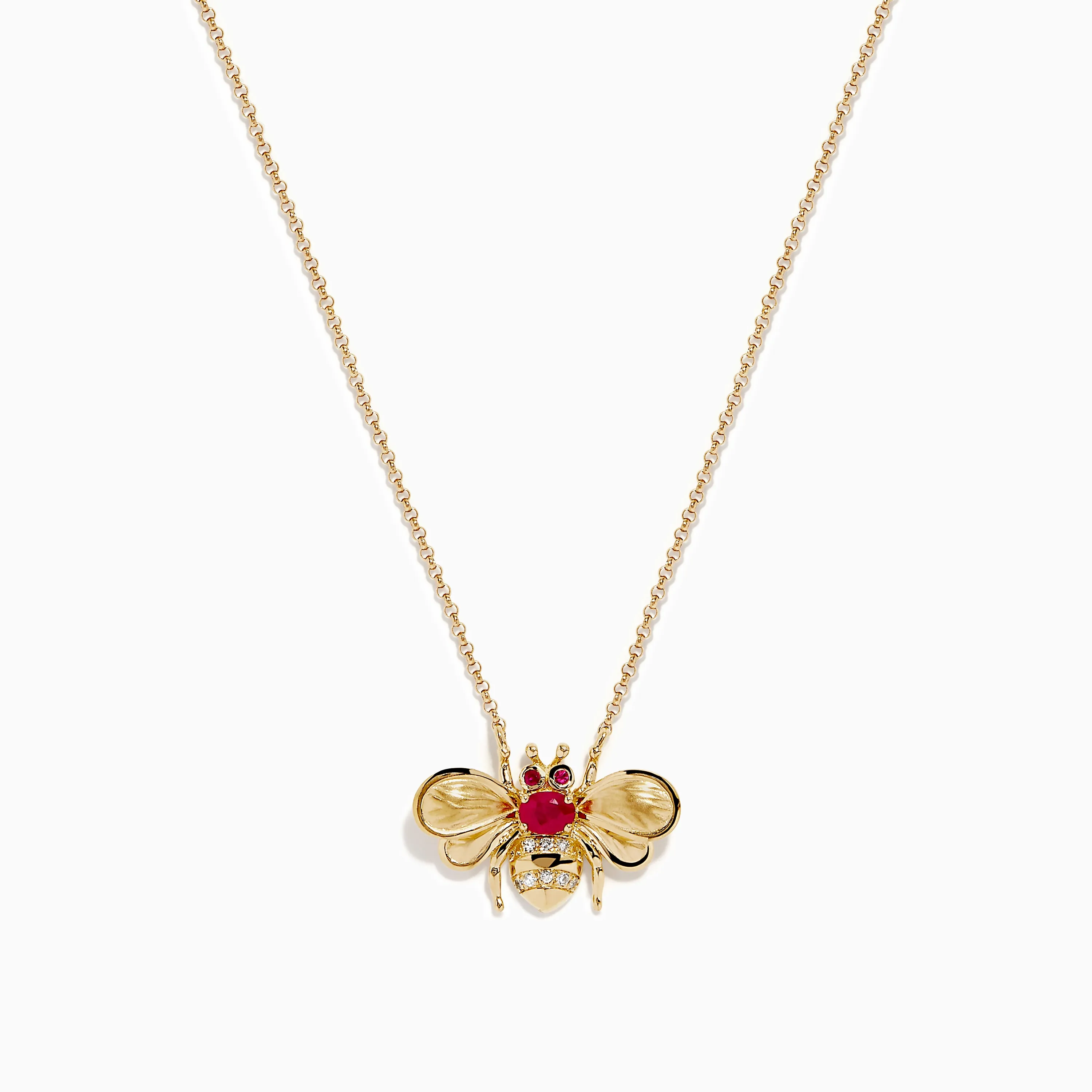 Ruby Royale 14K Yellow Gold Diamond and Ruby Bee Necklace sold by Effy