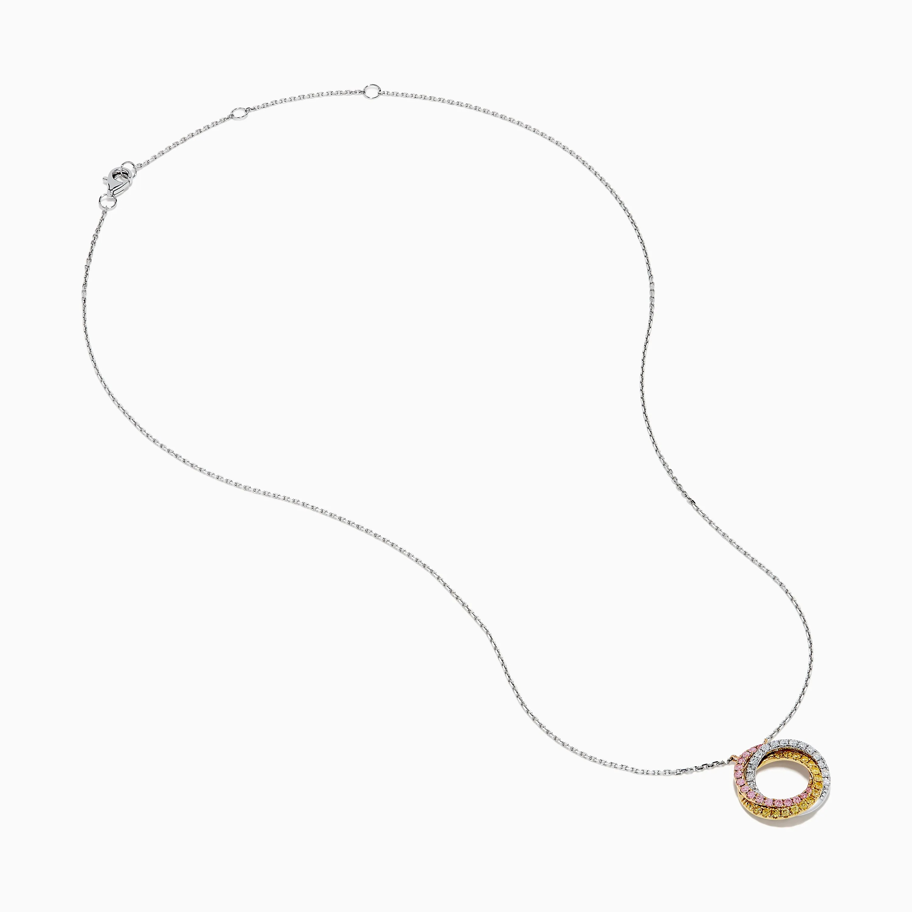 18K Tri-Color Gold Natural Yellow, Pink and White Diamond Circle Necklace sold by Effy product image thumbnail 2