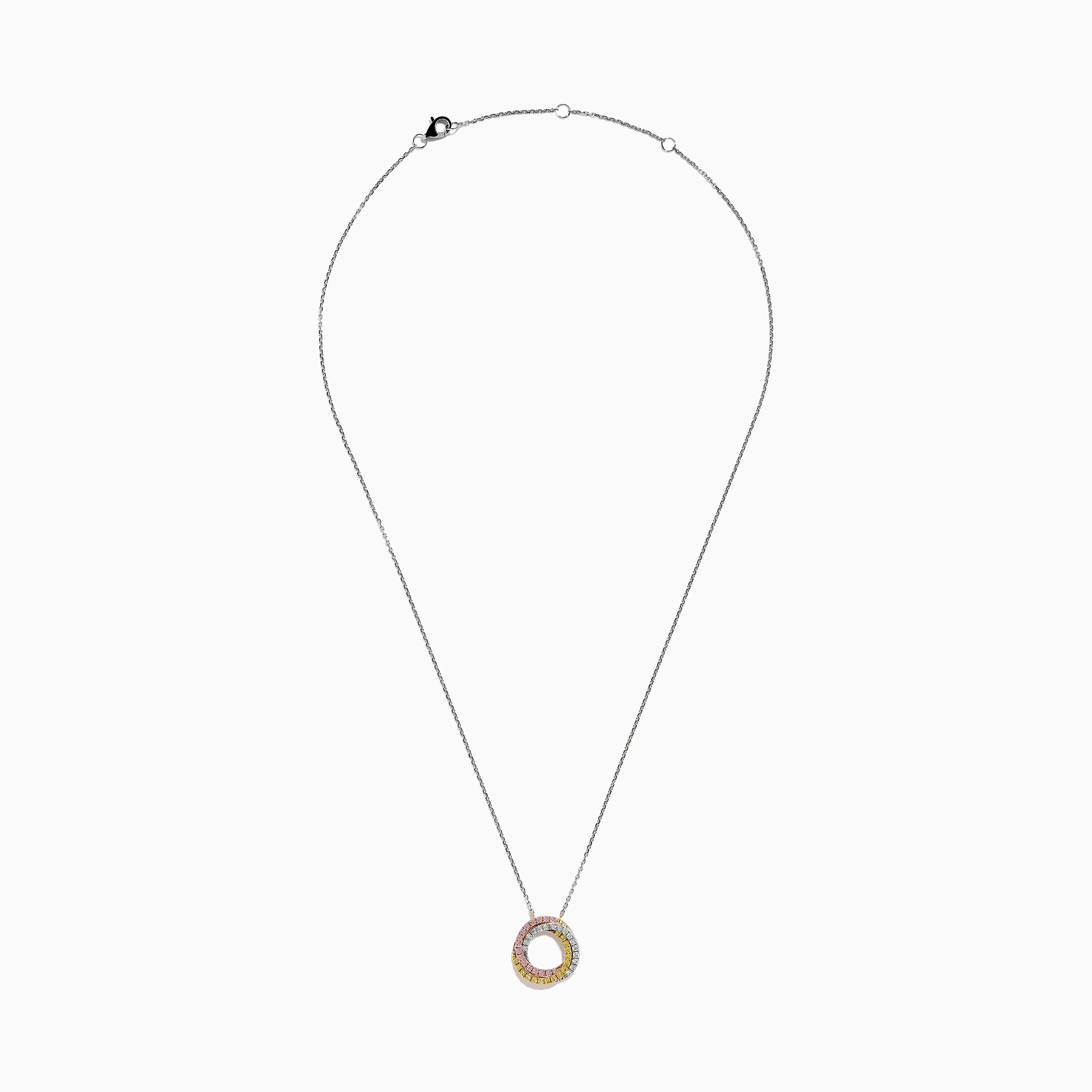 18K Tri-Color Gold Natural Yellow, Pink and White Diamond Circle Necklace sold by Effy product image thumbnail 3