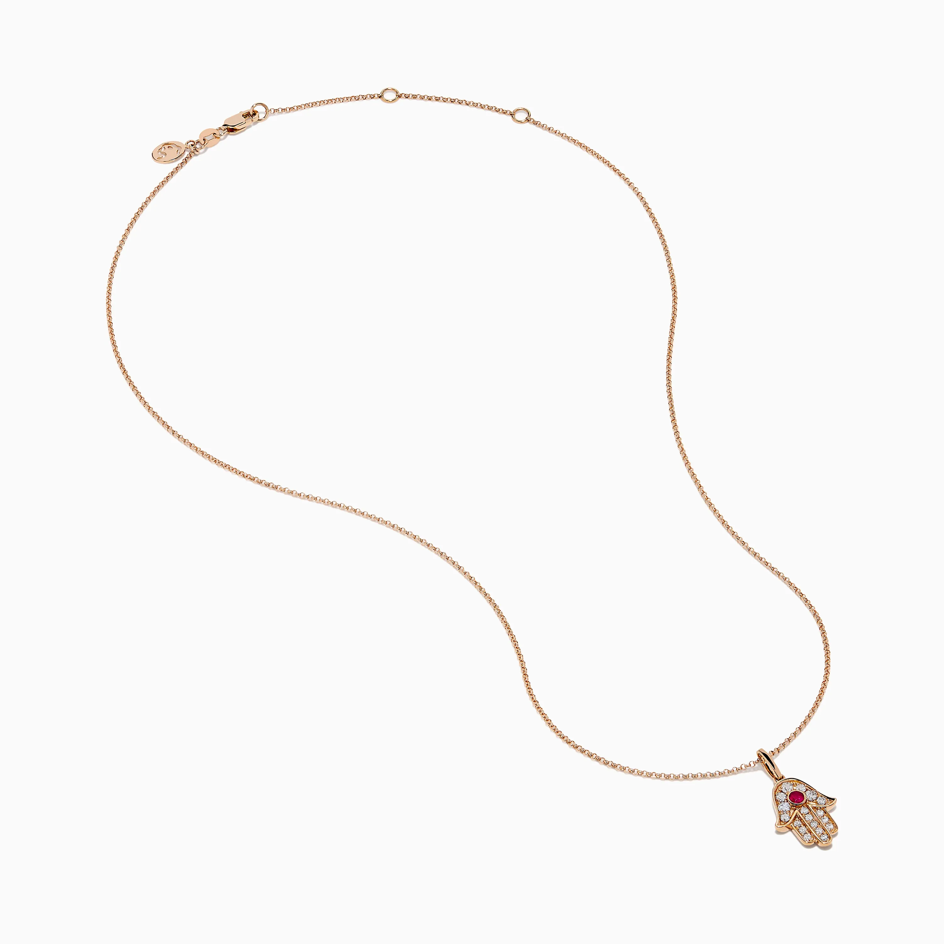 Ruby Royale 14K Rose Gold Diamond and Ruby Hamsa Pendant sold by Effy product image thumbnail 2