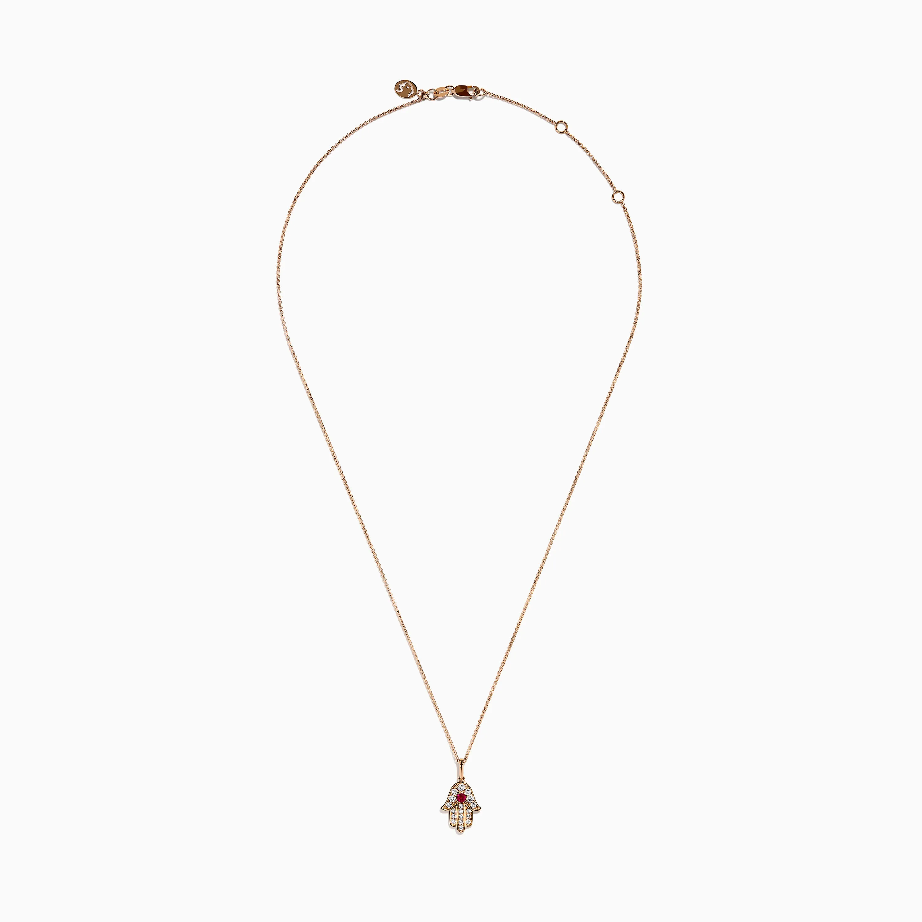 Ruby Royale 14K Rose Gold Diamond and Ruby Hamsa Pendant sold by Effy product image thumbnail 3