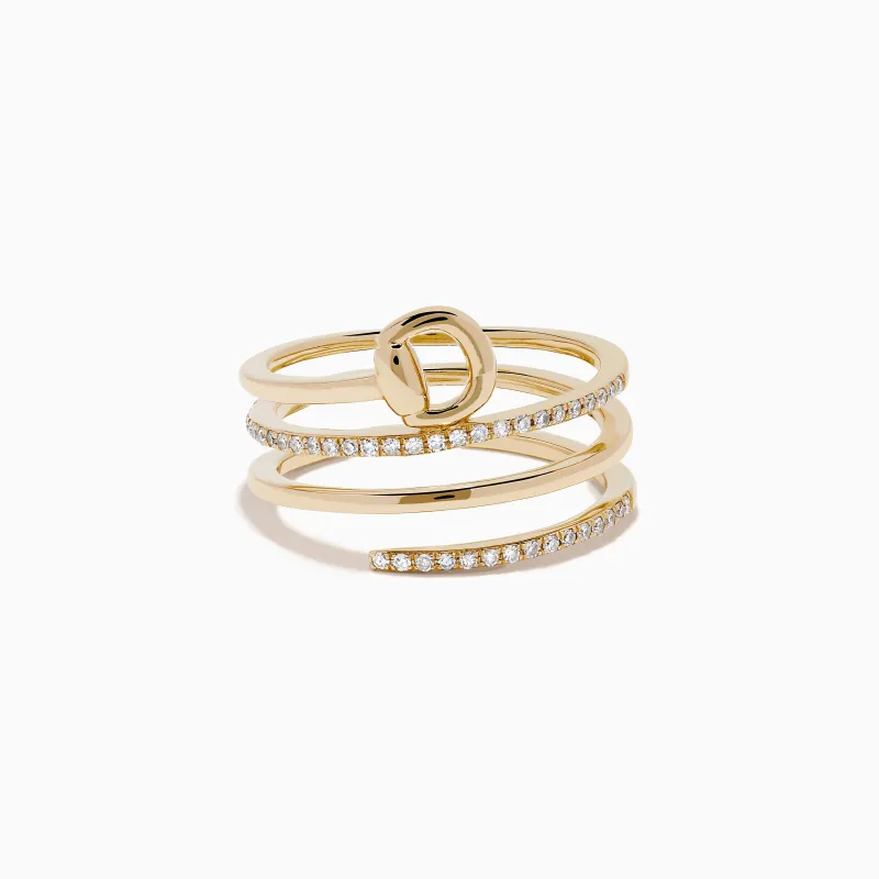 D'Oro 14K Yellow Gold Spiral Diamond Ring sold by Effy