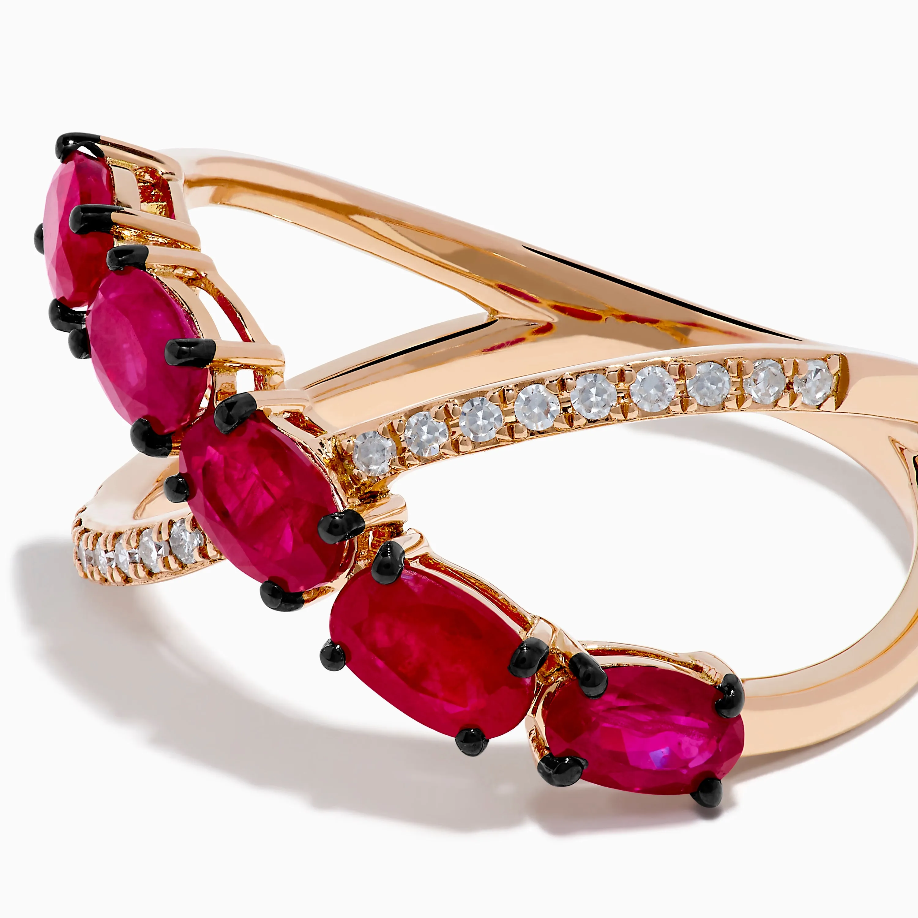 14K Rose Gold Diamond and Natural Ruby Criss Cross Ring sold by Effy product image thumbnail 2