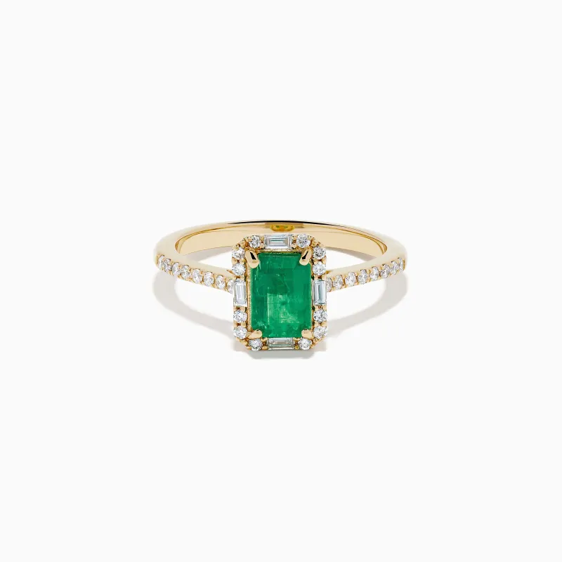 14K Yellow Gold Emerald and Diamond Ring sold by Effy