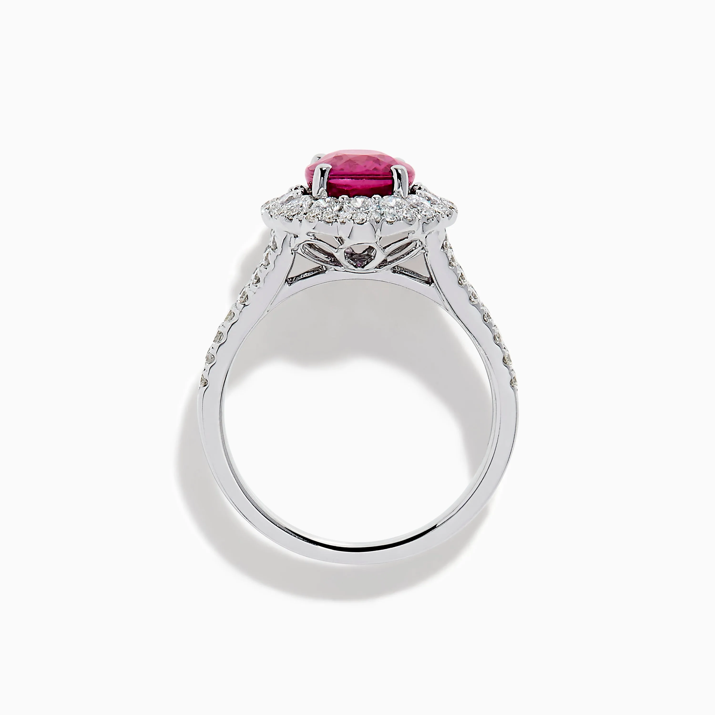 18K White Gold Pink Sapphire and Diamond Halo Ring sold by Effy product image thumbnail 3