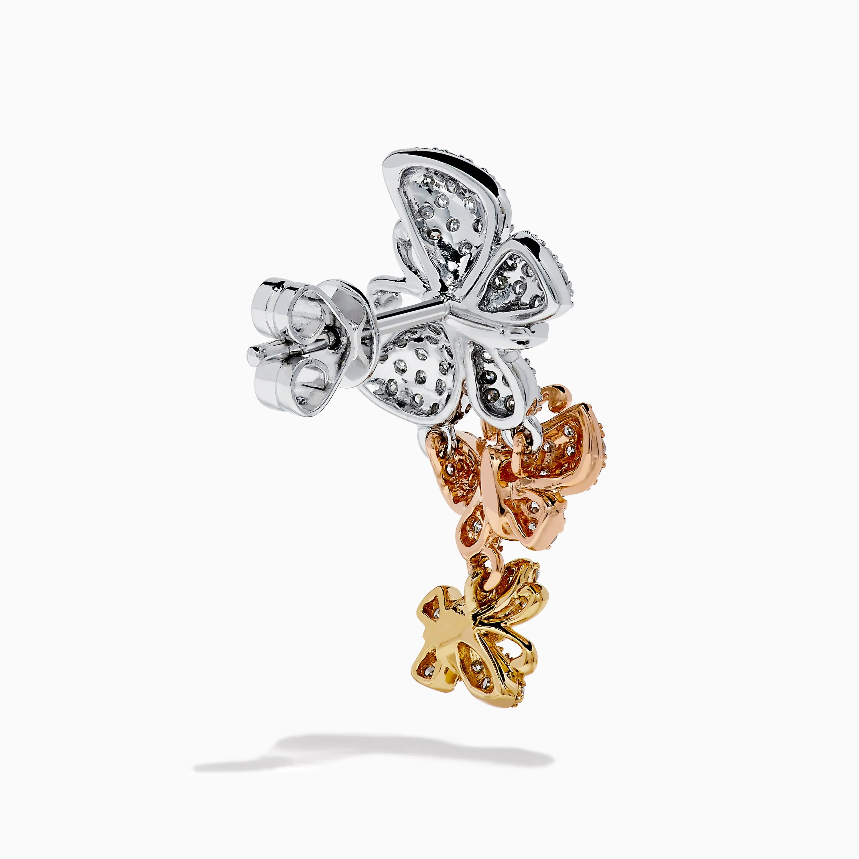 14K Tri-Color Gold Diamond Butterfly Earrings sold by Effy product image thumbnail 4