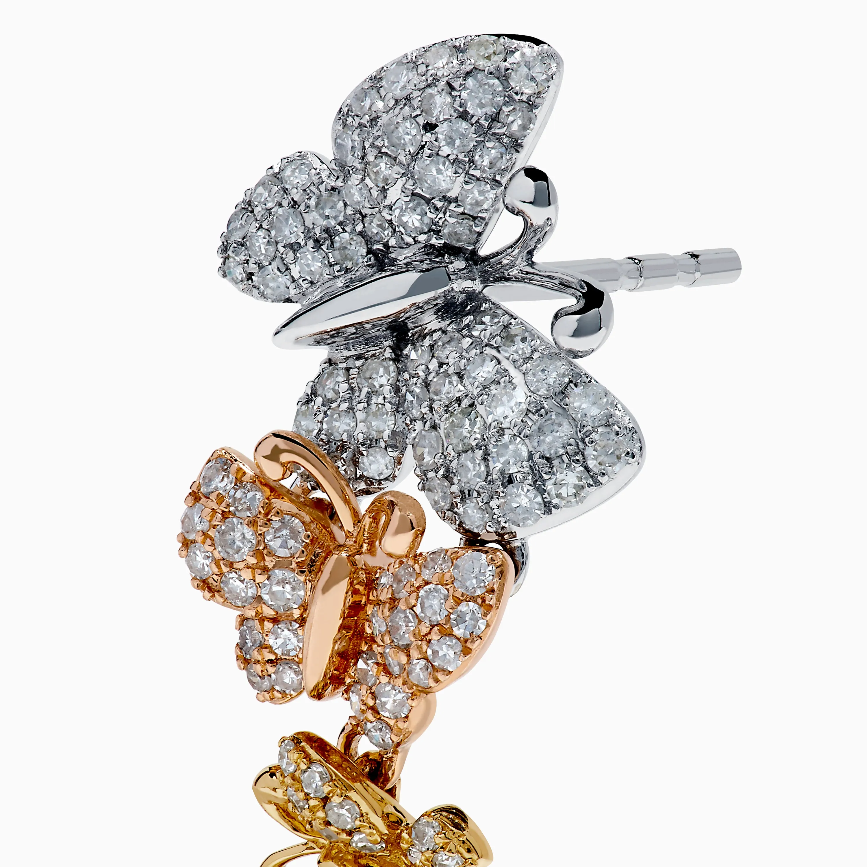 14K Tri-Color Gold Diamond Butterfly Earrings sold by Effy product image thumbnail 2