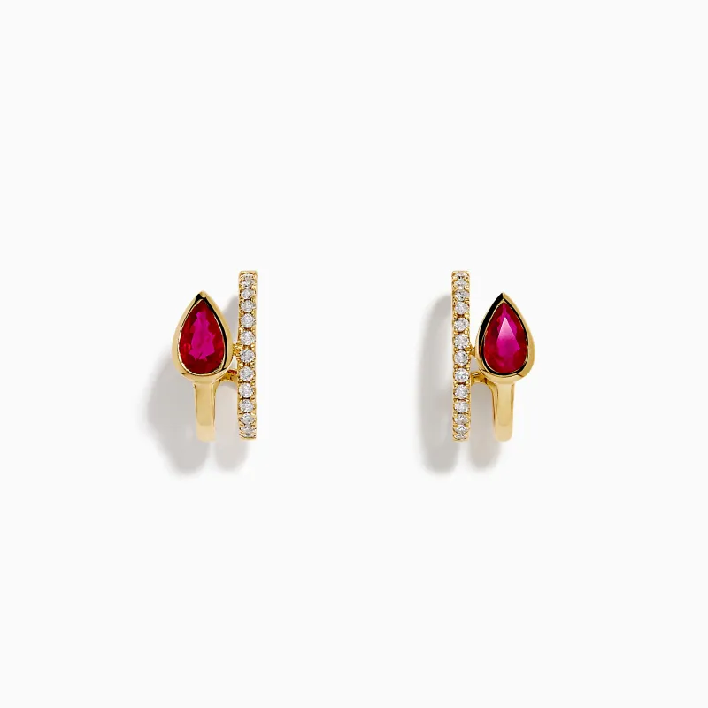 Ruby Royale 14K Yellow Gold Ruby and Diamond Earrings sold by Effy