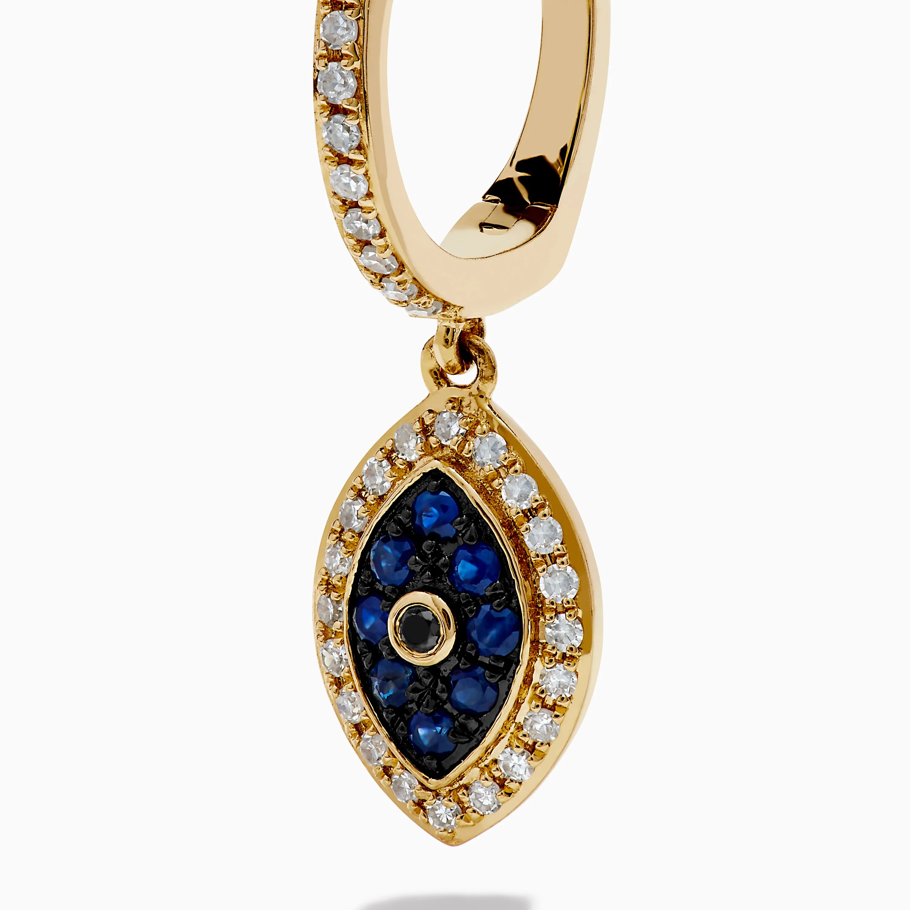 14K Yellow Gold Blue Sapphire, White and Black Diamond Evil Eye Earrings sold by Effy product image thumbnail 2