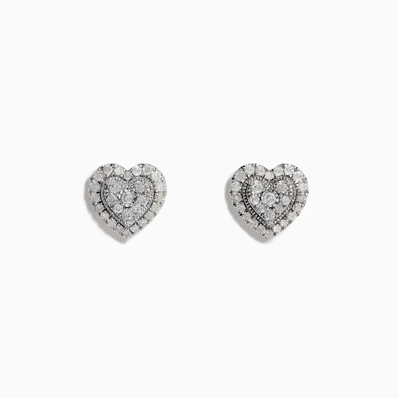 925 Sterling Silver Diamond Heart Earrings sold by Effy