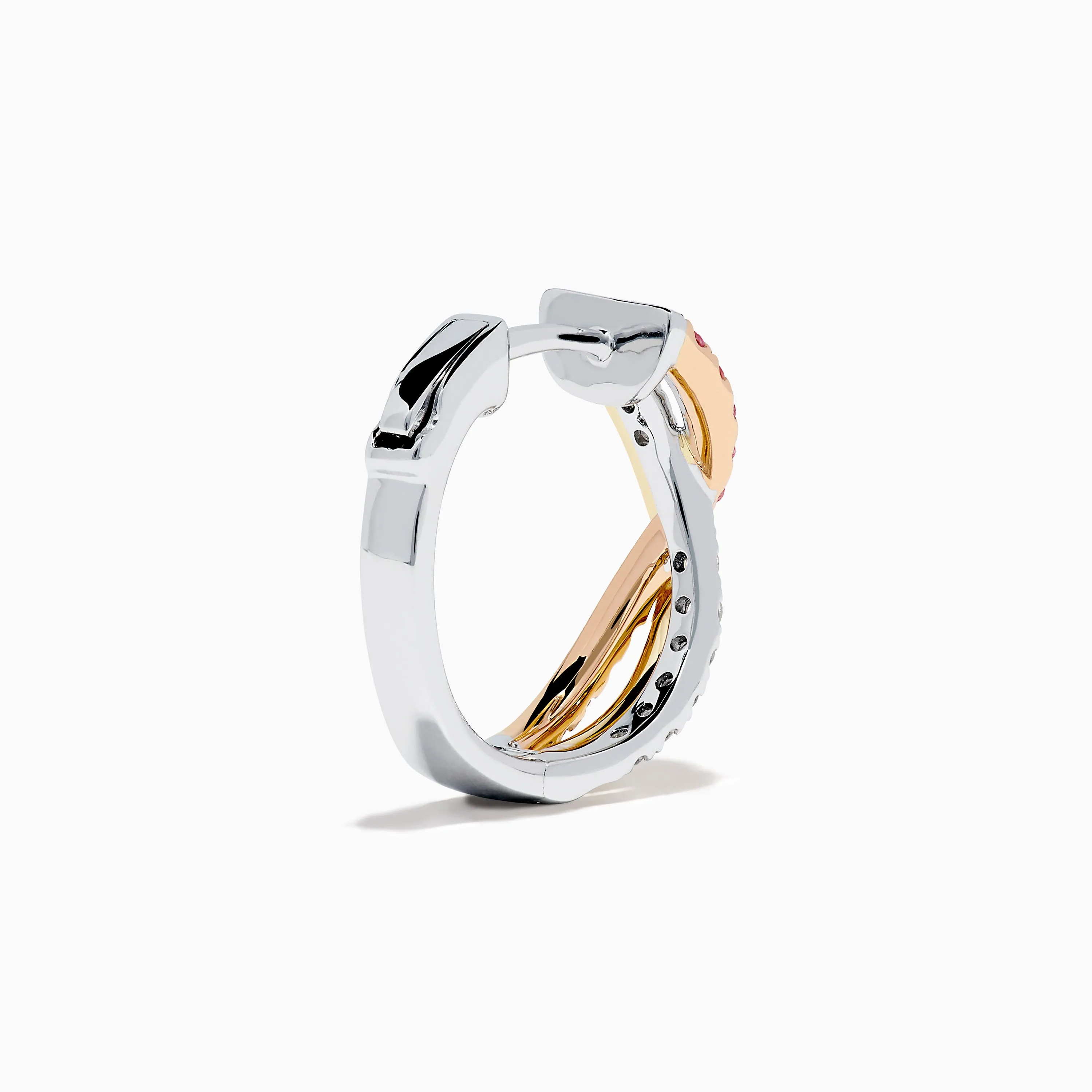 18K 3-Tone Gold White, Pink and Yellow Diamond Huggie Earrings sold by Effy product image thumbnail 4