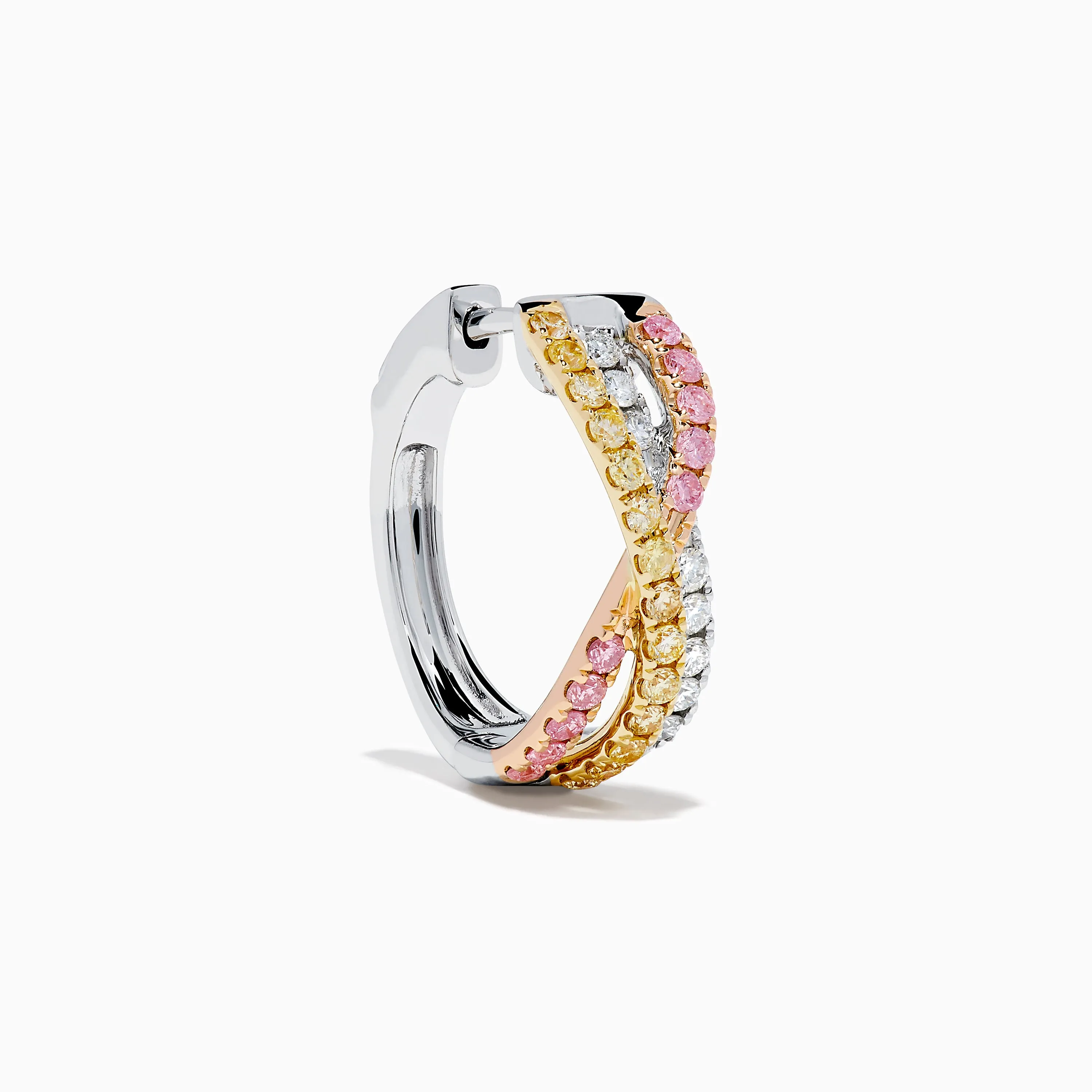 18K 3-Tone Gold White, Pink and Yellow Diamond Huggie Earrings sold by Effy product image thumbnail 3