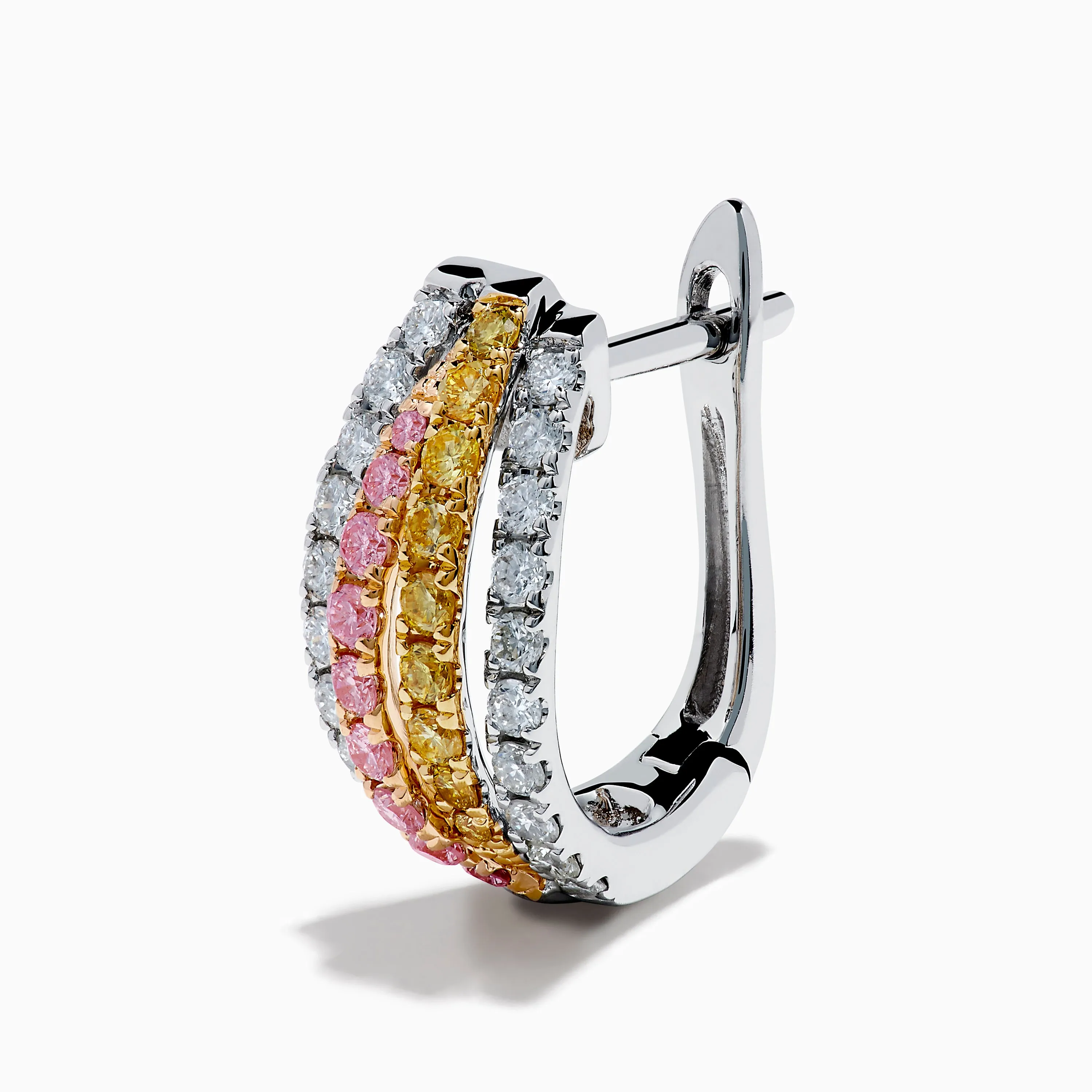 18K 3-Tone Gold White, Yellow and Pink Diamond Huggie Earrings sold by Effy product image thumbnail 2