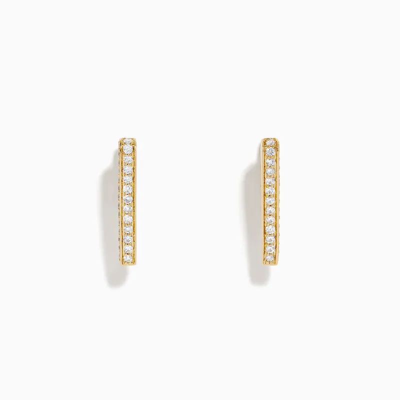 D'Oro 14K Yellow Gold Diamond Triangle Huggie Earrings sold by Effy