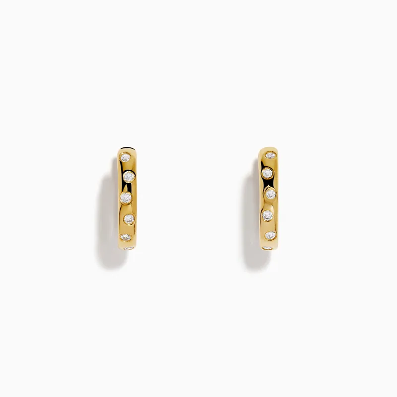 D'Oro 14K Yellow Gold Diamond Huggie Earrings sold by Effy