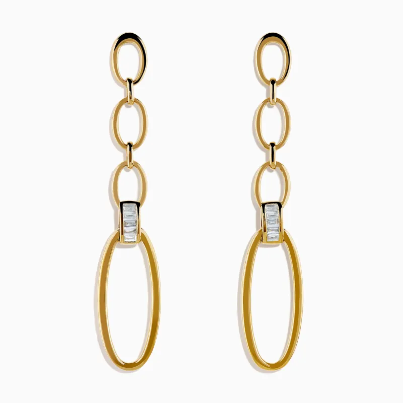D'Oro 14K Yellow Gold Diamond Dangle Earrings sold by Effy