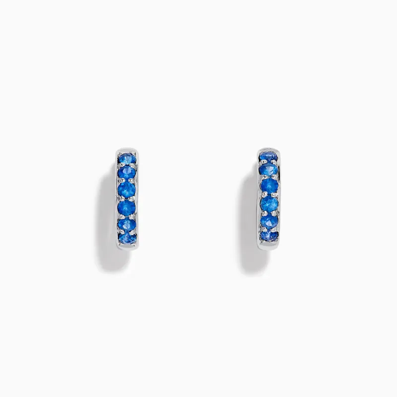 Royale Bleu 14K White Gold Sapphire Huggie Earrings sold by Effy