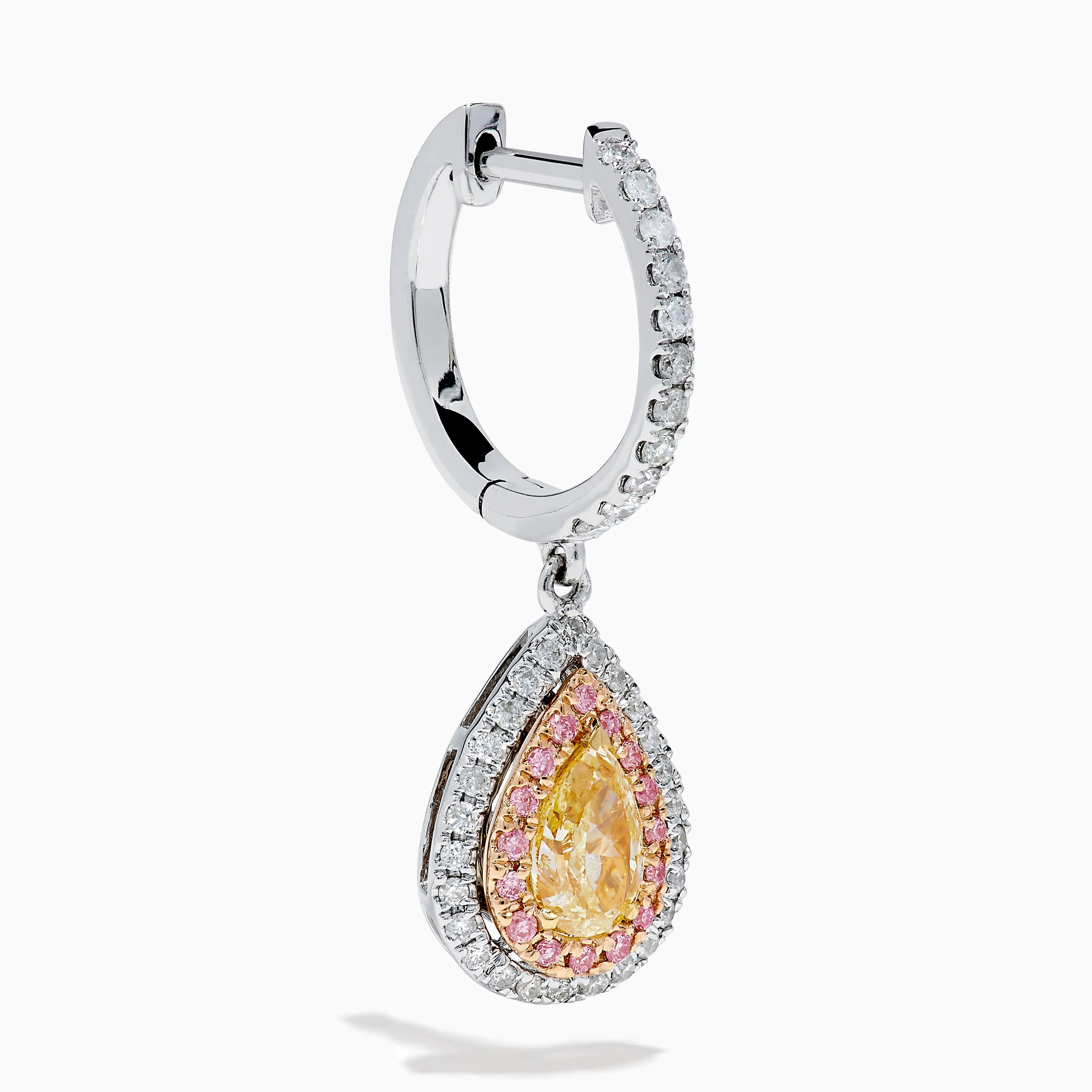 18K 3-Tone Gold White, Yellow and Pink Diamond Drop Halo Earrings sold by Effy product image thumbnail 3