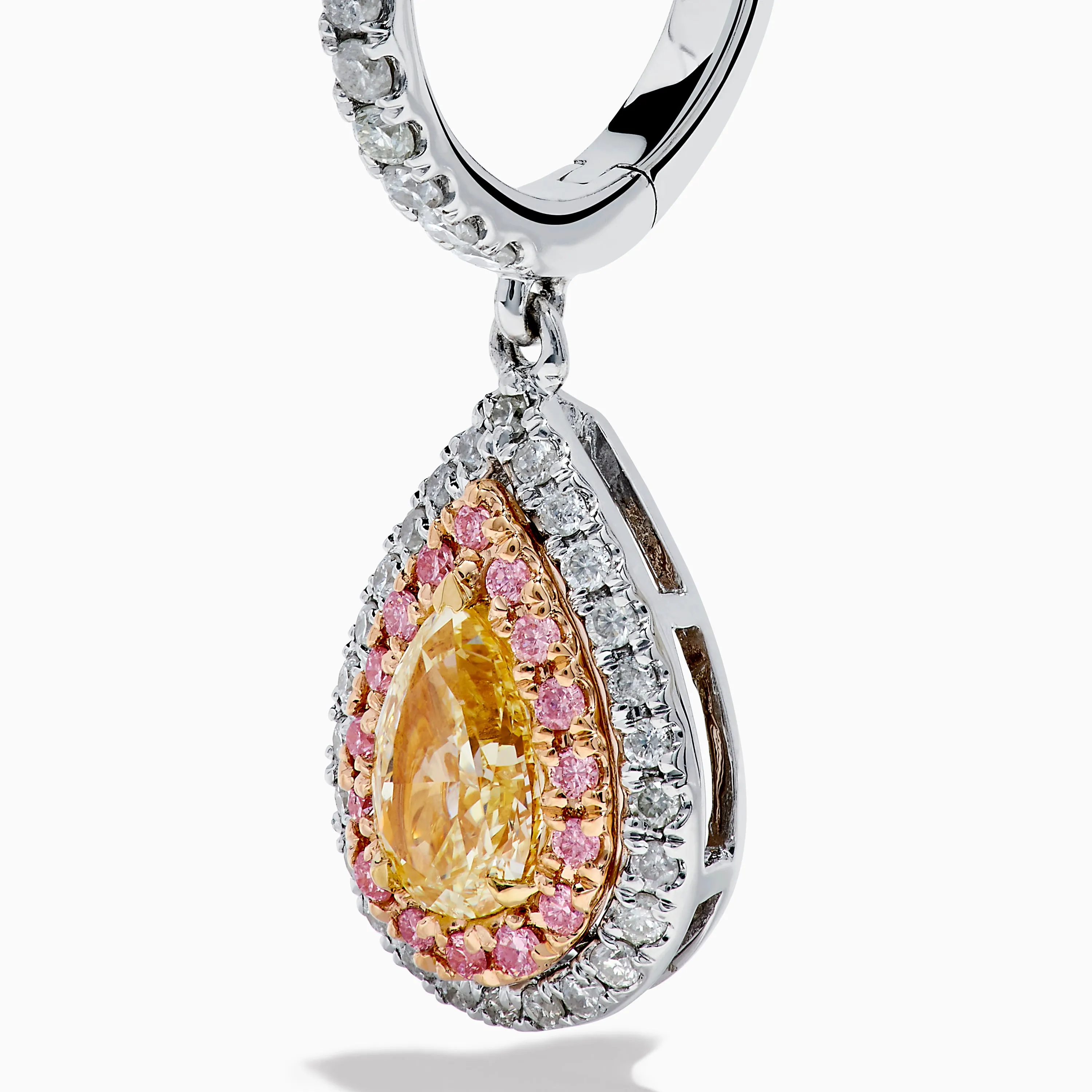 18K 3-Tone Gold White, Yellow and Pink Diamond Drop Halo Earrings sold by Effy product image thumbnail 2