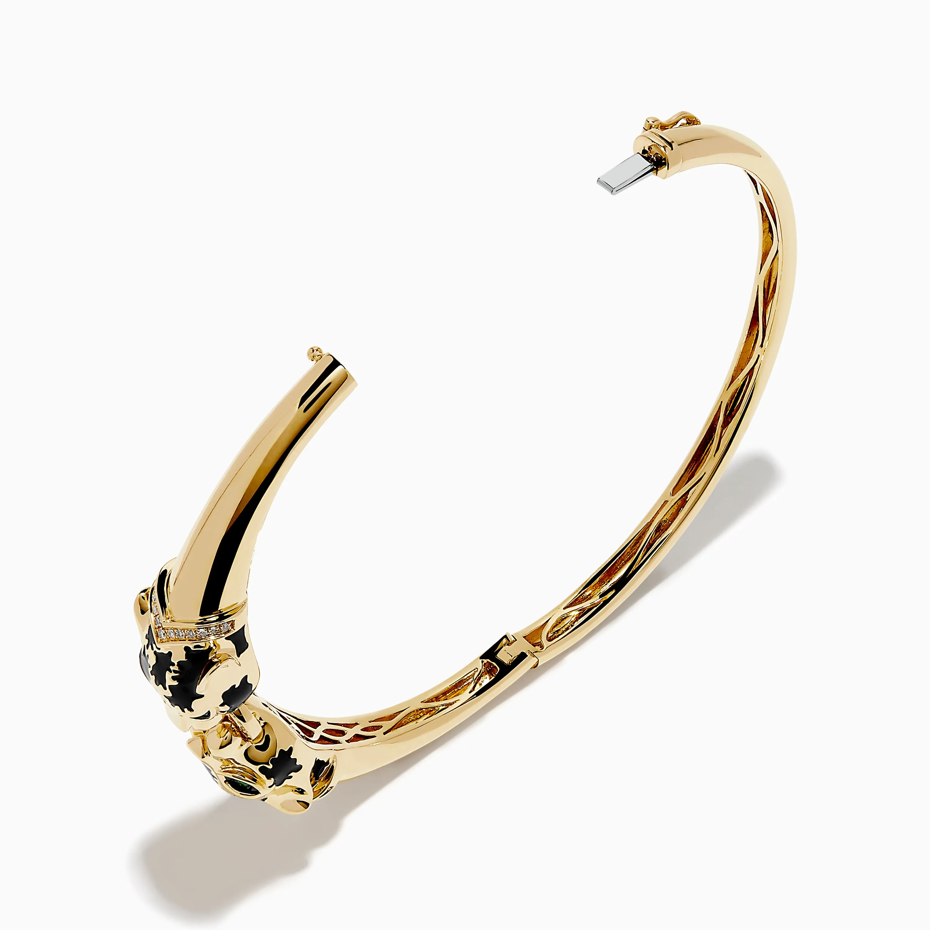 Signature 14K Yellow Gold Diamond and Emerald Panther Bangle sold by Effy product image thumbnail 2