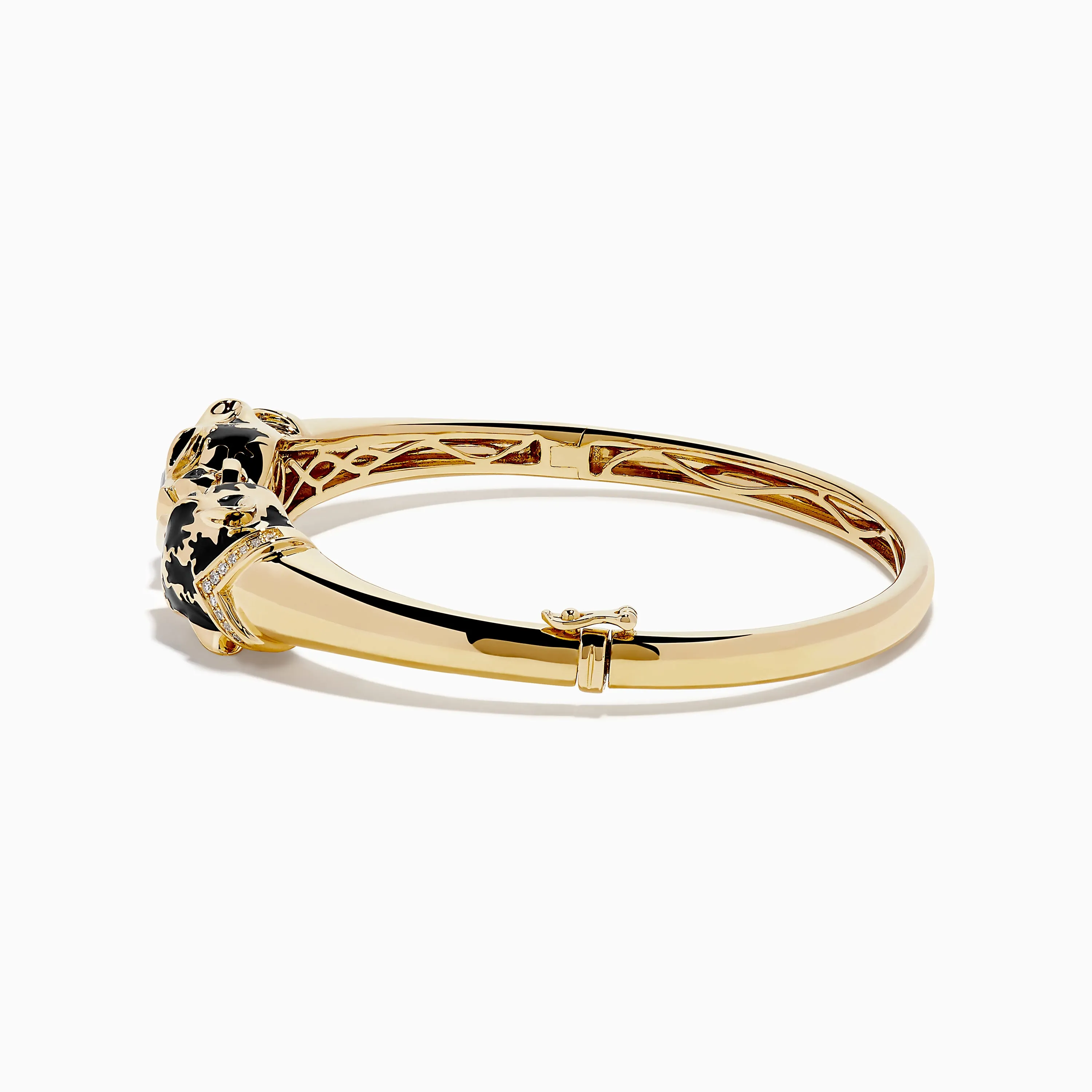Signature 14K Yellow Gold Diamond and Emerald Panther Bangle sold by Effy product image thumbnail 4