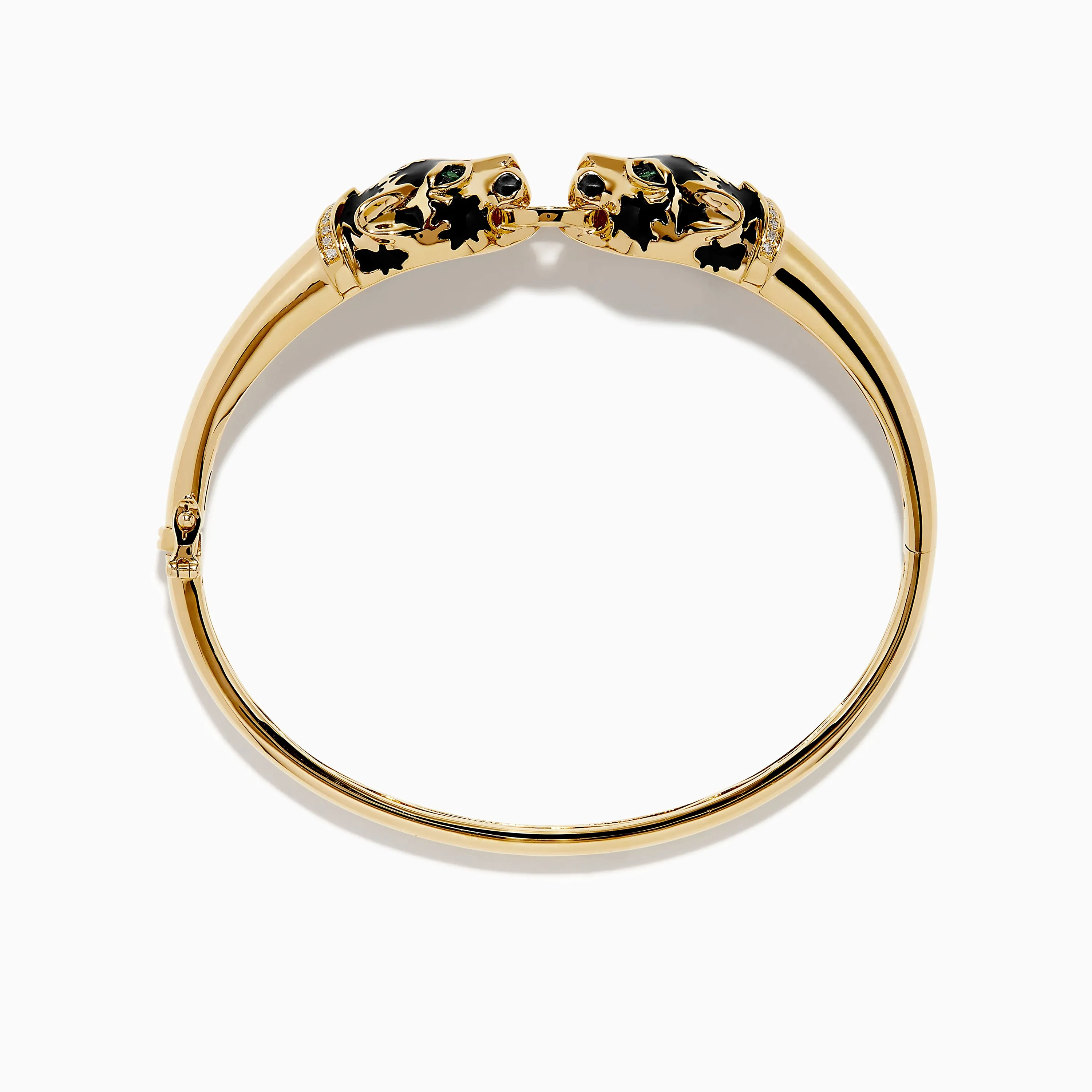 Signature 14K Yellow Gold Diamond and Emerald Panther Bangle sold by Effy product image thumbnail 3