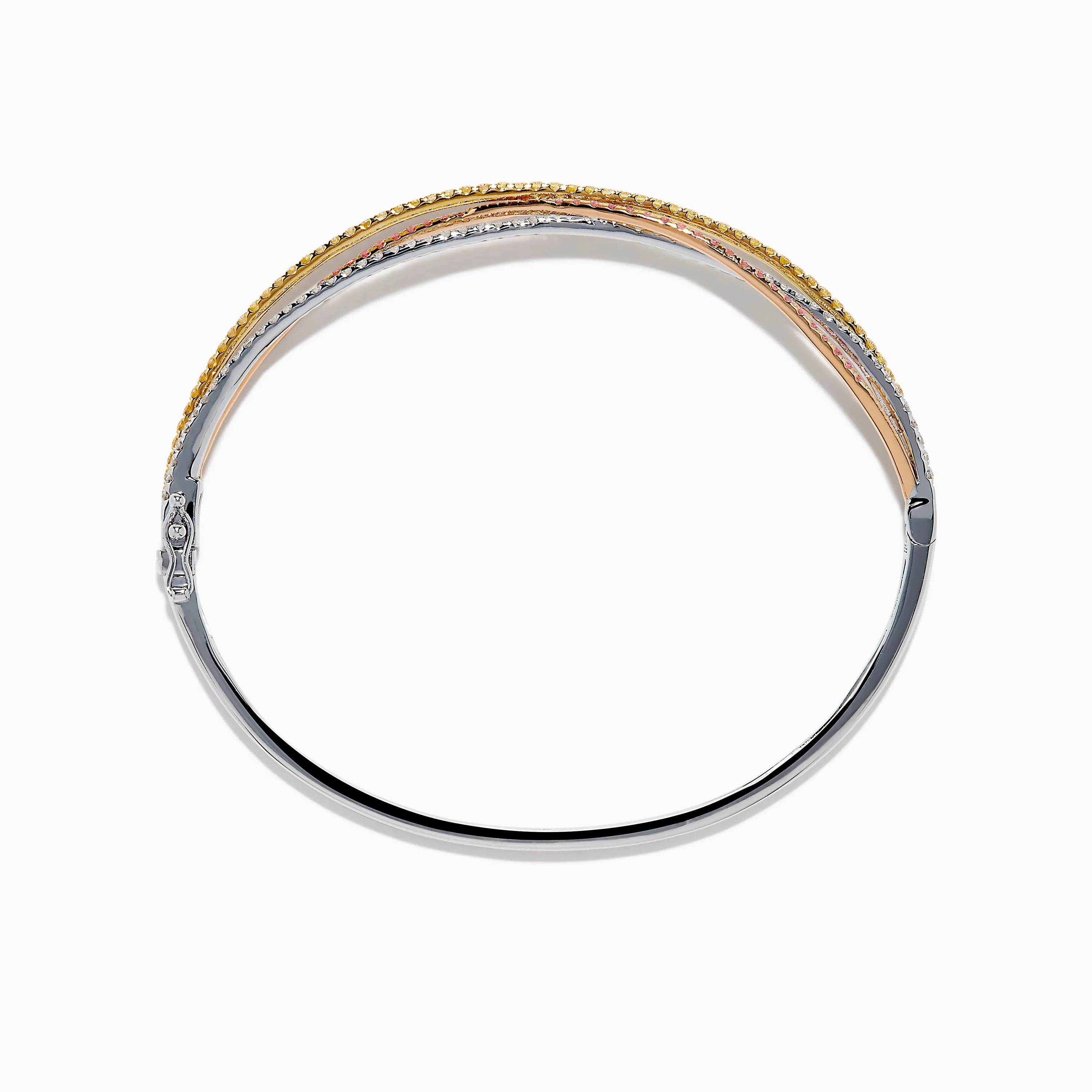 18K 3-Tone Gold White, Yellow and Pink Diamond Criss Cross Bangle sold by Effy product image thumbnail 3