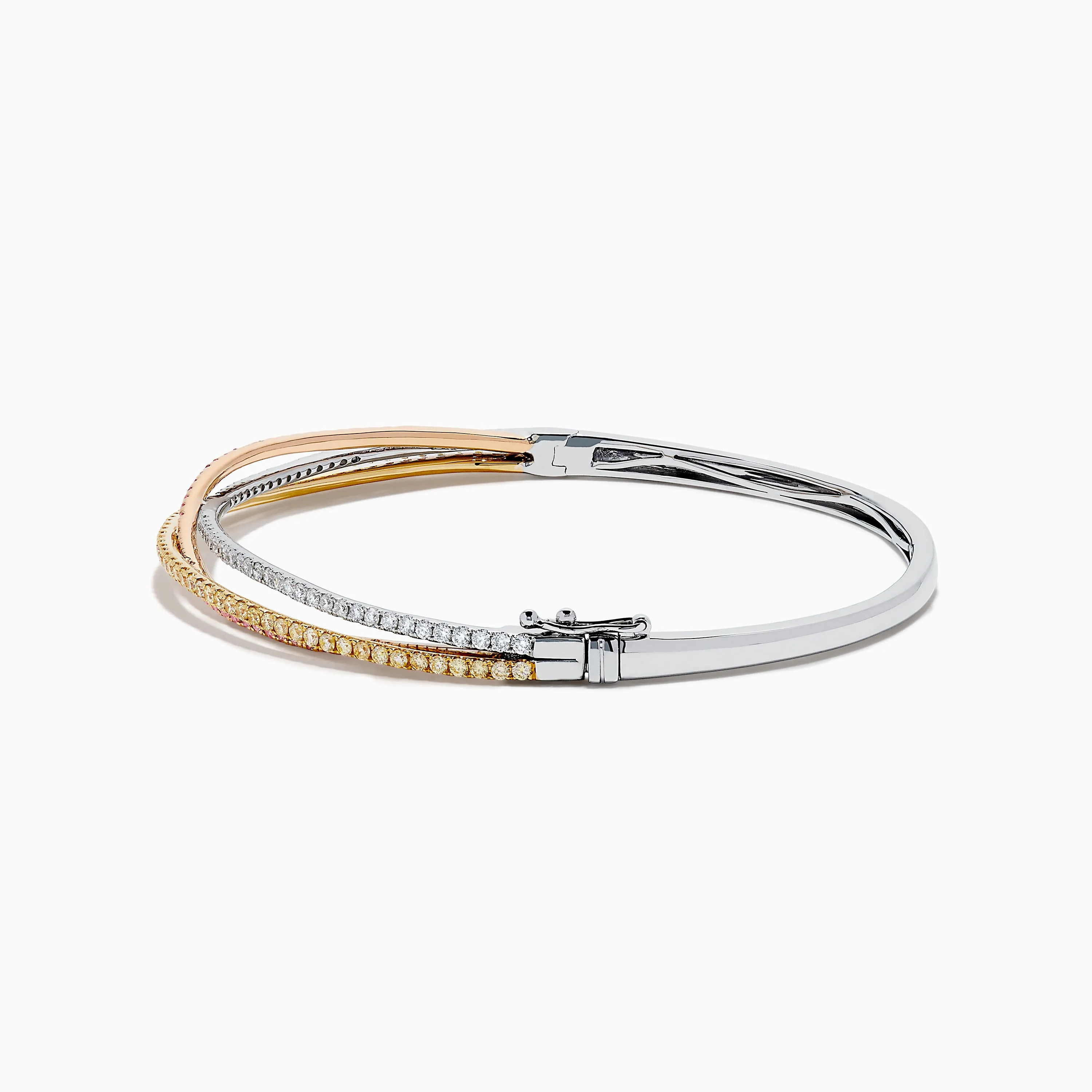 18K 3-Tone Gold White, Yellow and Pink Diamond Criss Cross Bangle sold by Effy product image thumbnail 4