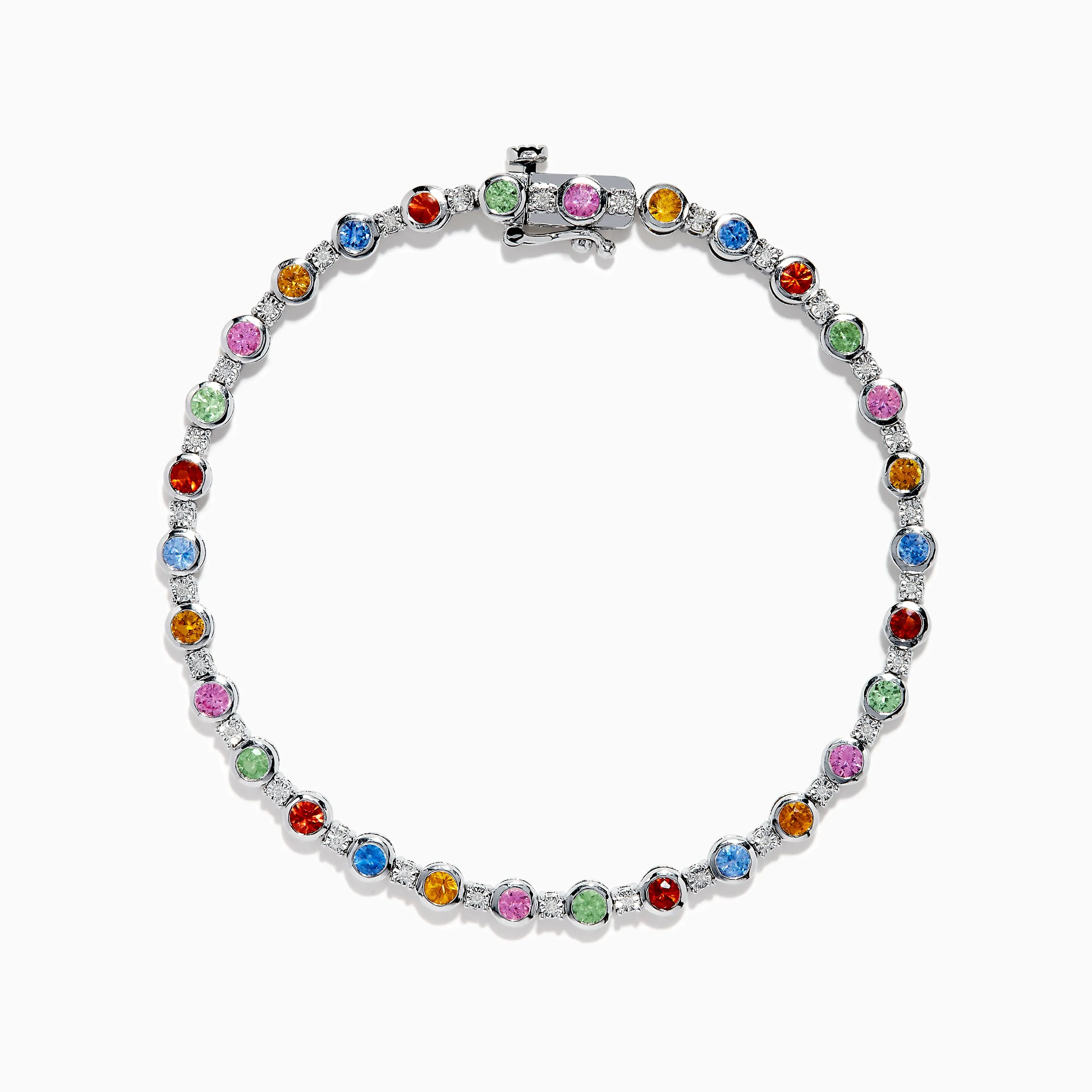925 Sterling Silver Multi Sapphire and Diamond Bezel Bracelet sold by Effy product image thumbnail 3