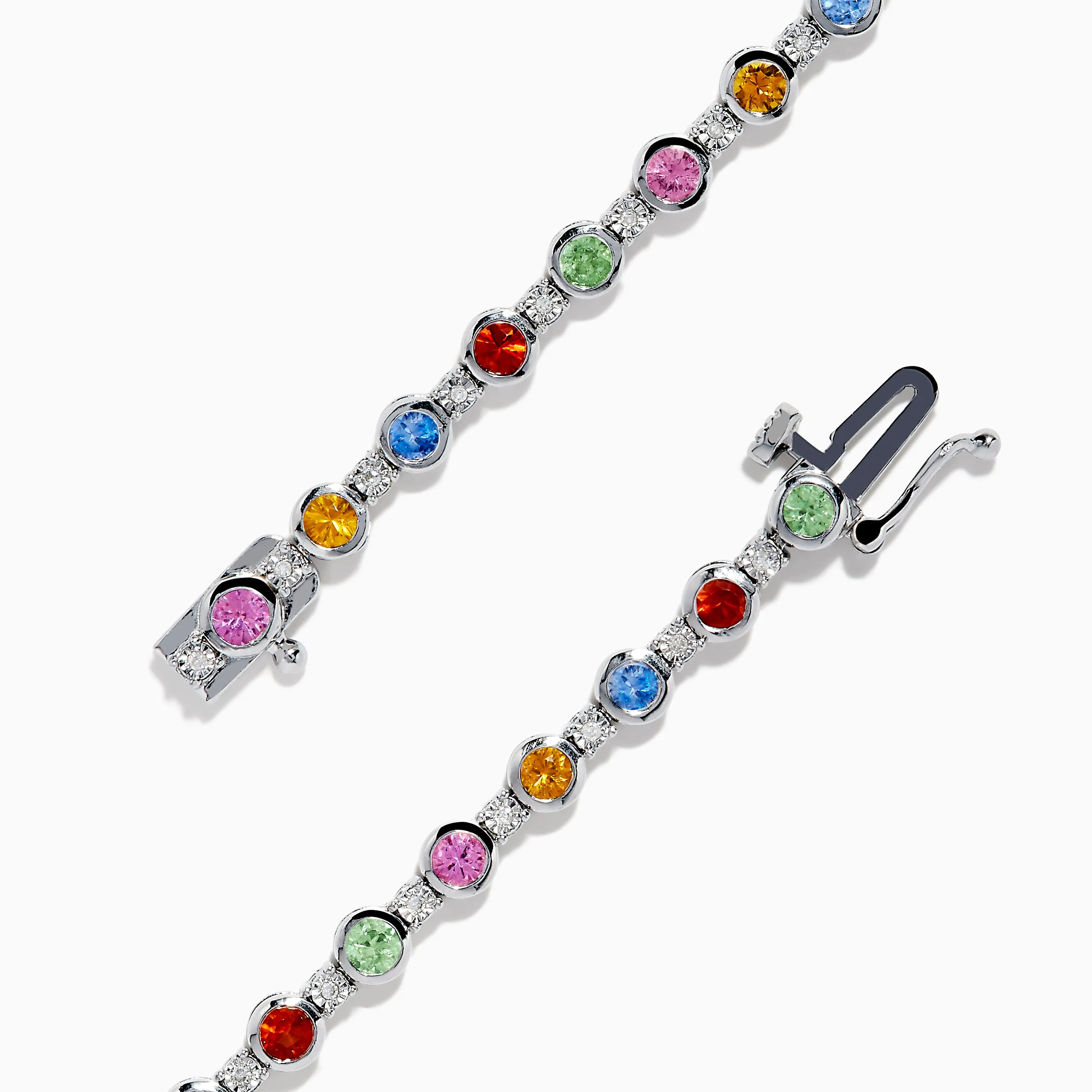 925 Sterling Silver Multi Sapphire and Diamond Bezel Bracelet sold by Effy product image thumbnail 4