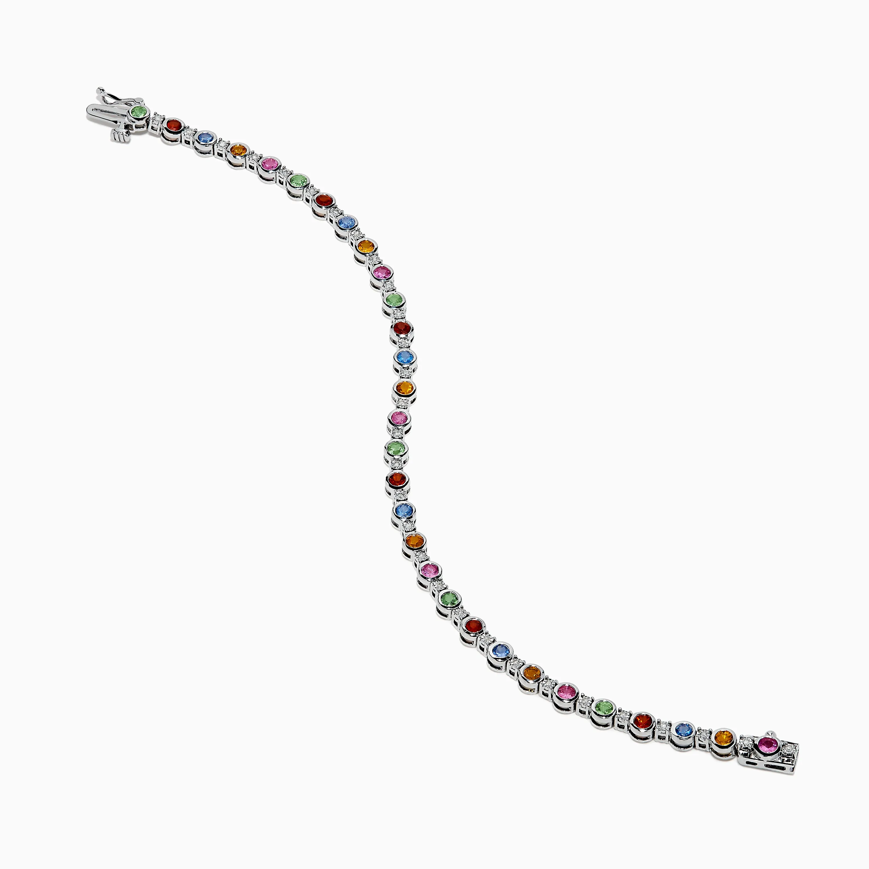 925 Sterling Silver Multi Sapphire and Diamond Bezel Bracelet sold by Effy product image thumbnail 2