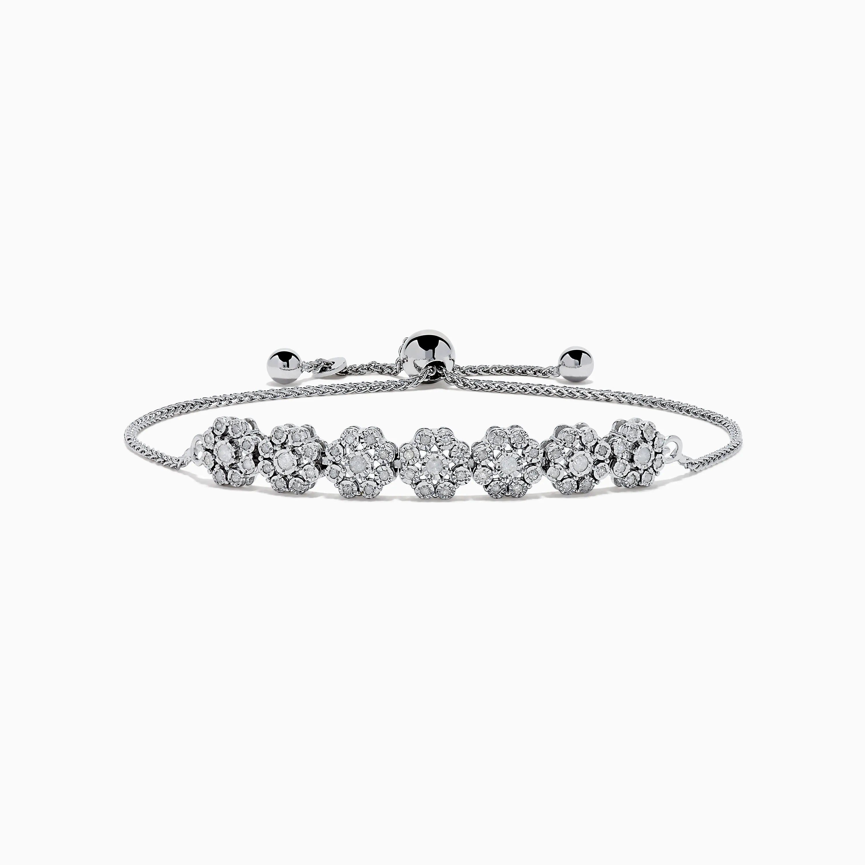 925 Sterling Silver Diamond Bouquet Bolo Bracelet sold by Effy