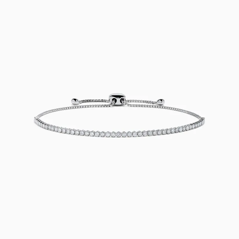 14K White Gold Pave Diamond Bolo Bracelet sold by Effy